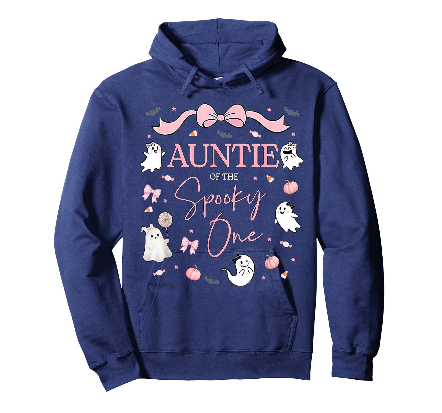 Auntie of The Spooky One Birthday Girl Pink Bow Halloween T-Shirt