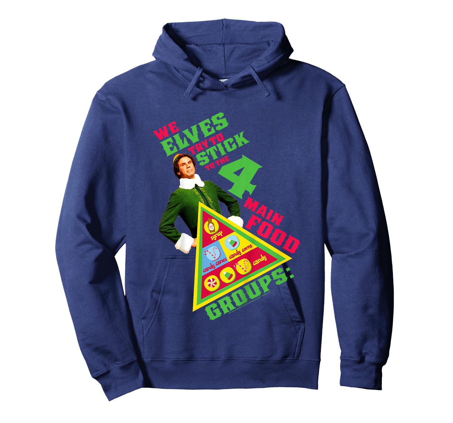Kids Elf Buddy Four Main Food Group Pyramid Text Portrait T-Shirt