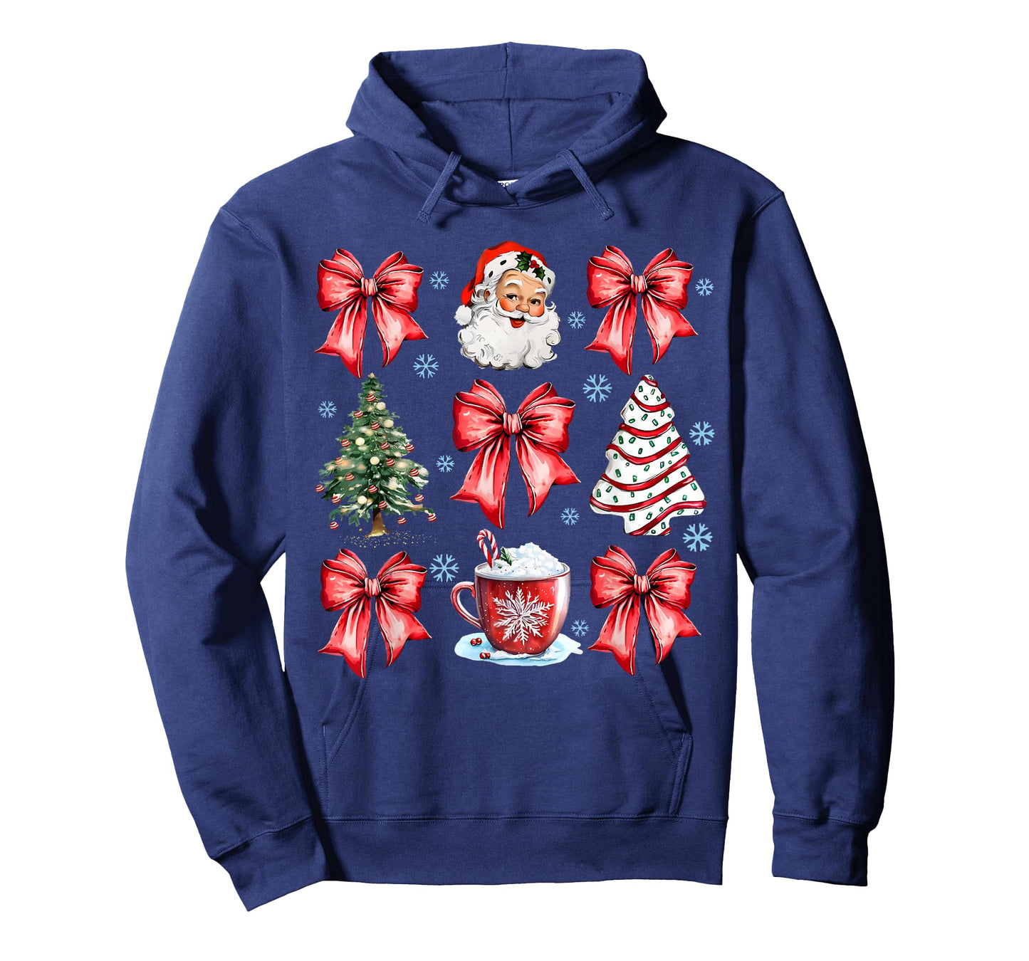 Coquette Bow Santa Christmas Tree Cake Candy Cane Girly Xmas T-Shirt