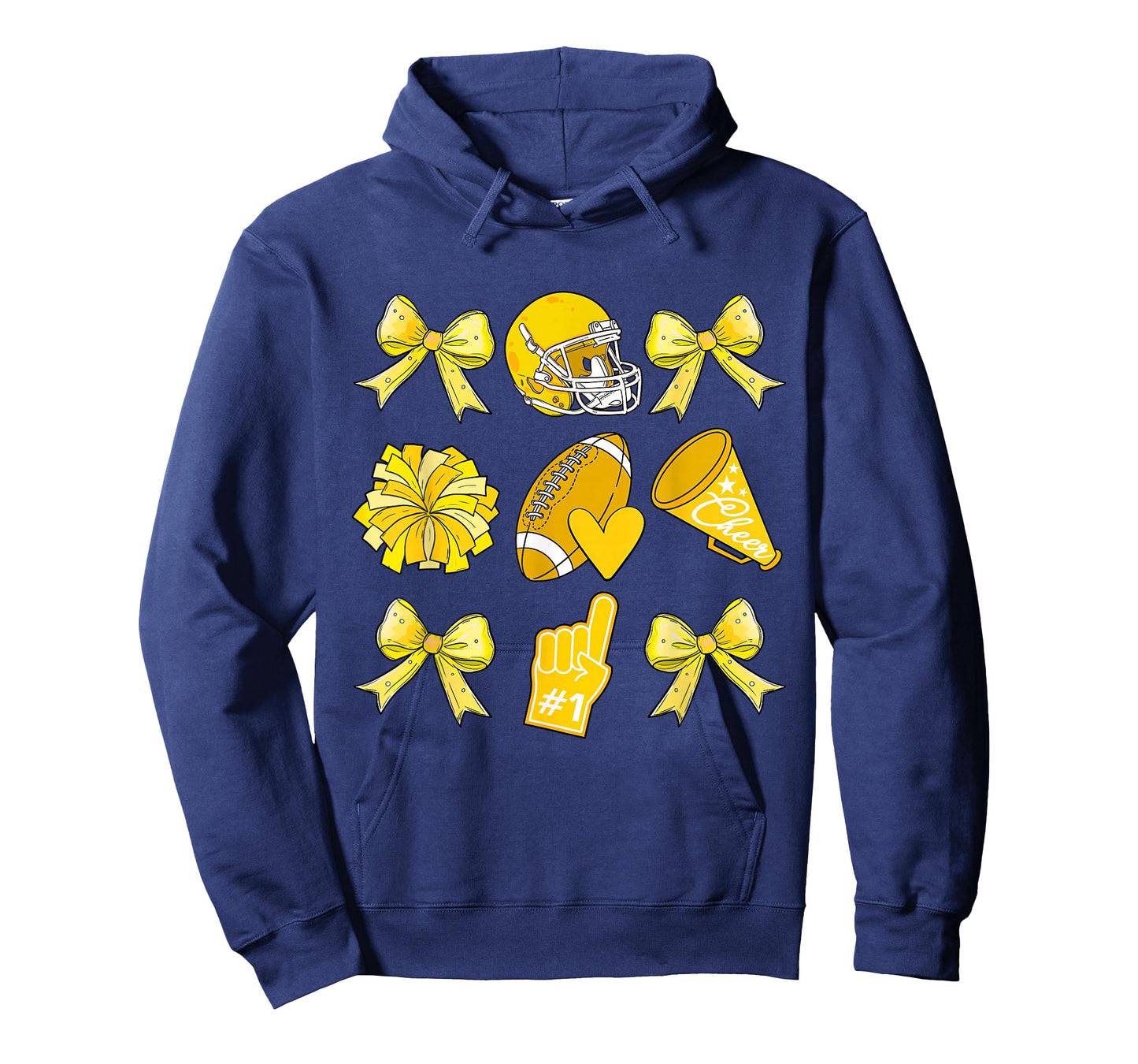 Cheer Football Coquette Bow Game Day Cheerleader Yellow T-Shirt