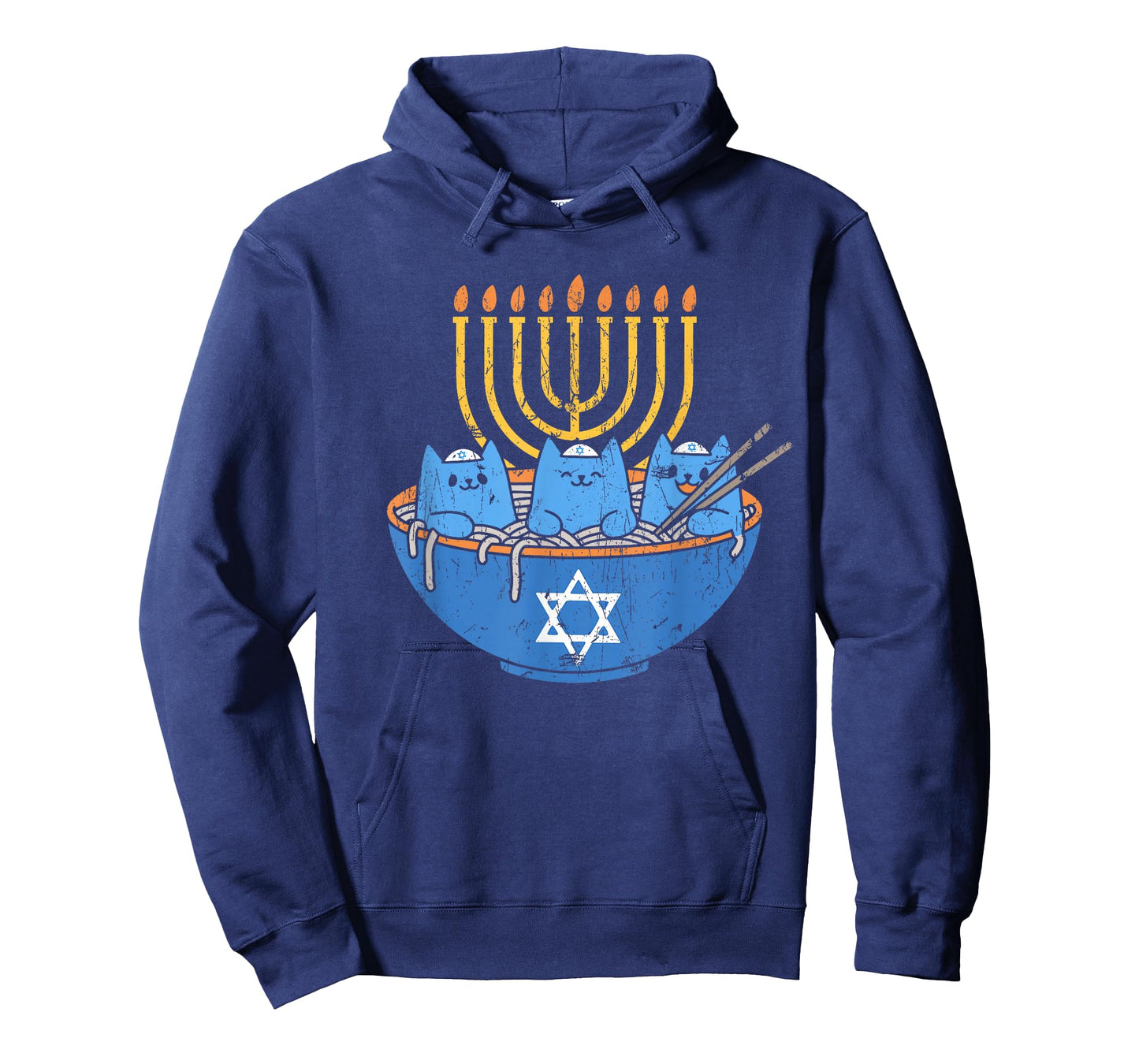 Chanukah Lover Hanukkah Gifts Jewish Cats Ramen Kitten Anime Hanukkah T-Shirt - Unisex-Adult, Anime, Cat Lovers, Families - Black, Small, Short Sleeve, T-Shirt