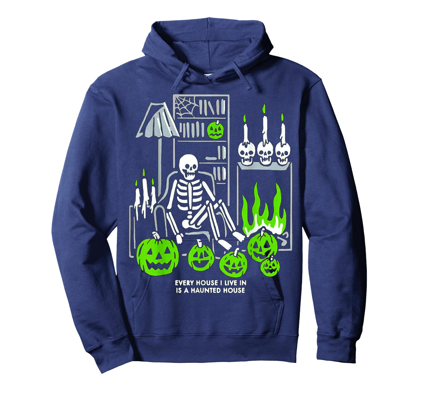 Skeleton Pumpkin Every House I Live In Is A Haunted-House T-Shirt