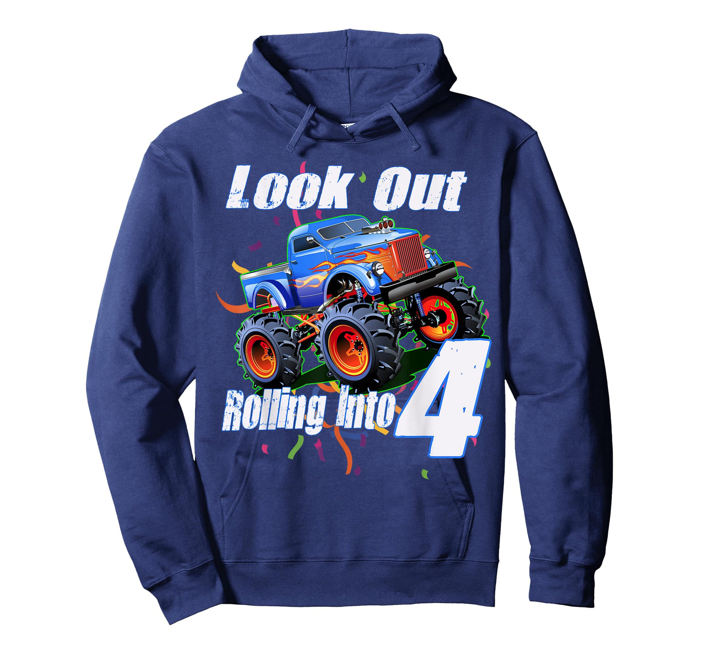 Kids 4 Year Old 4th Birthday Boy Monster Truck Car T-Shirt