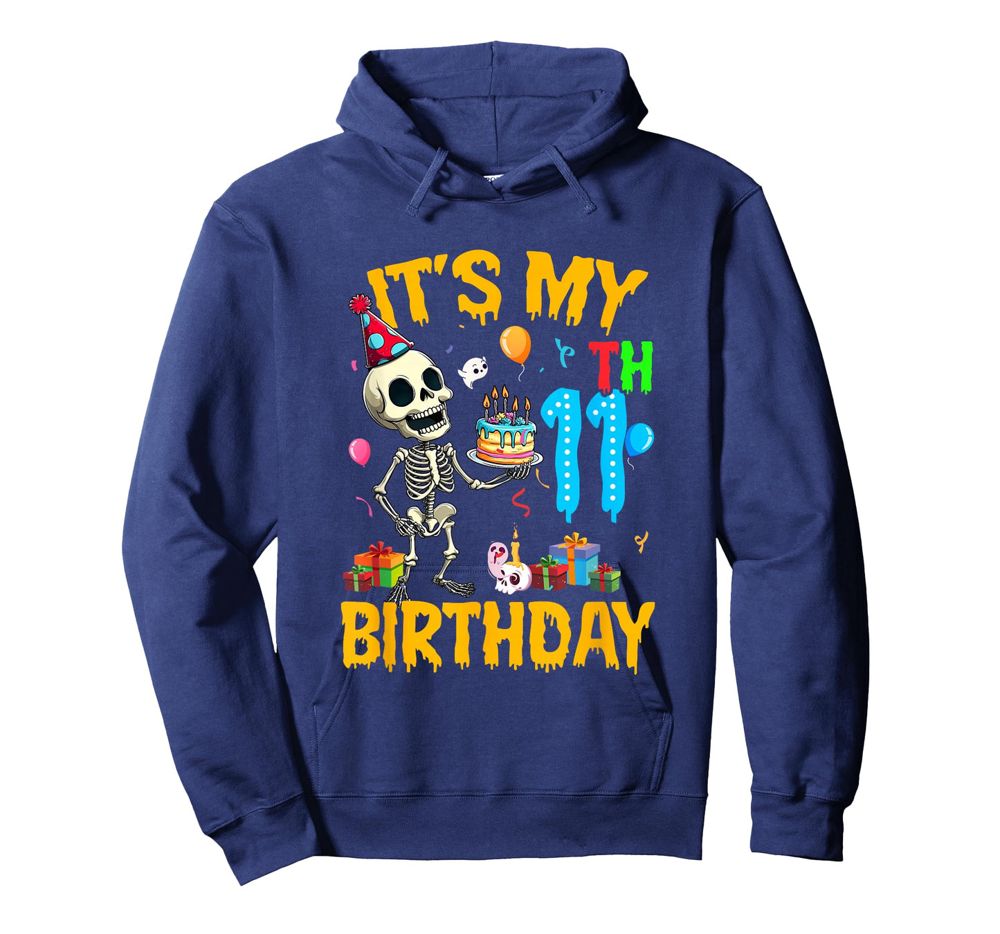 It's My 11Th Birthday Party Halloween Skeleton Birthday Kids T-Shirt