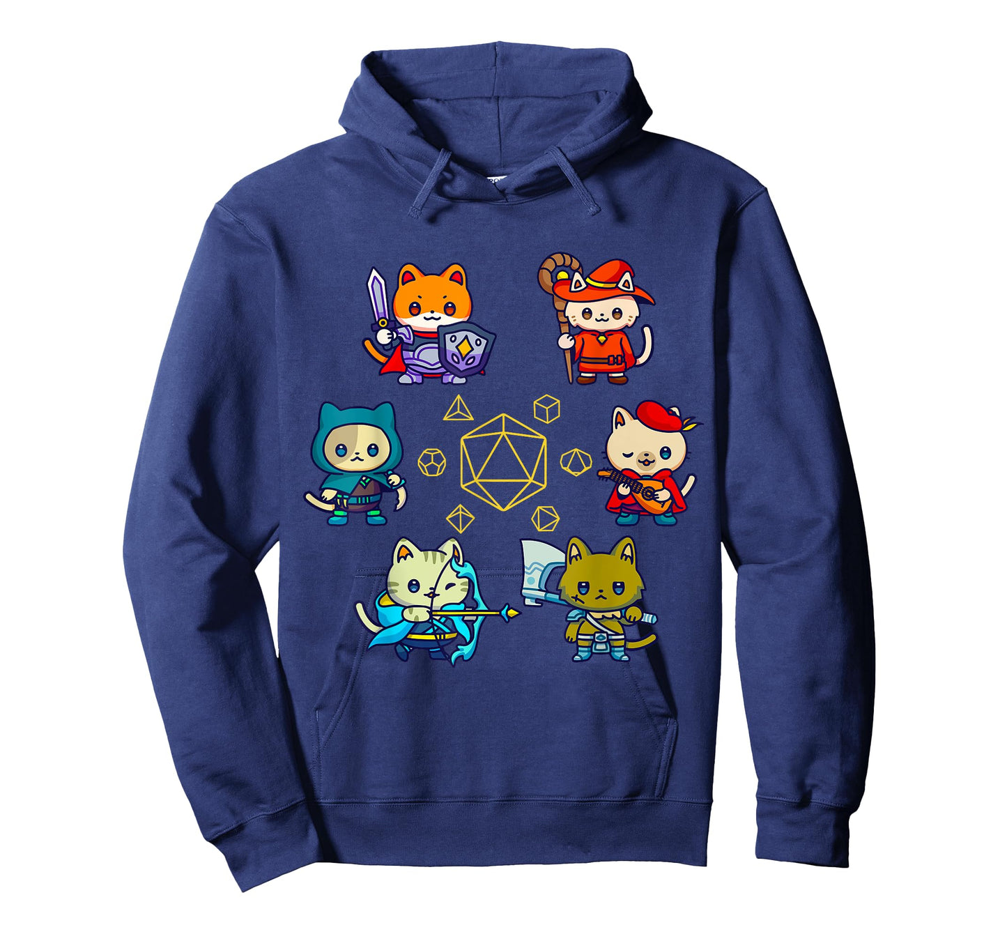RPG Gamer Cats D20 Dice Nerdy Geek Cat Men Women Kids T-Shirt