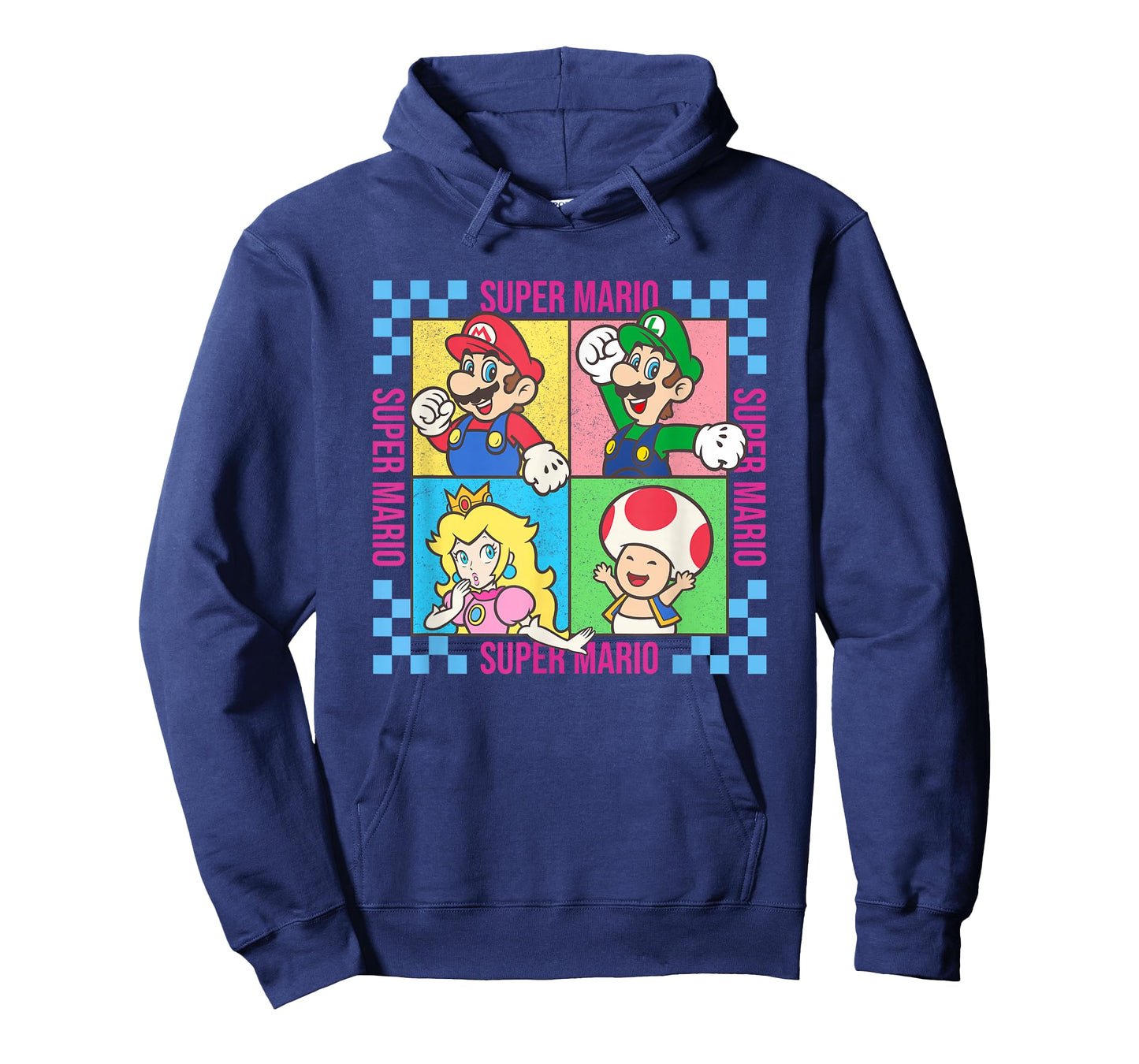 Super Mario Neon Pastel Checkerboard Frame Group Shot T-Shirt