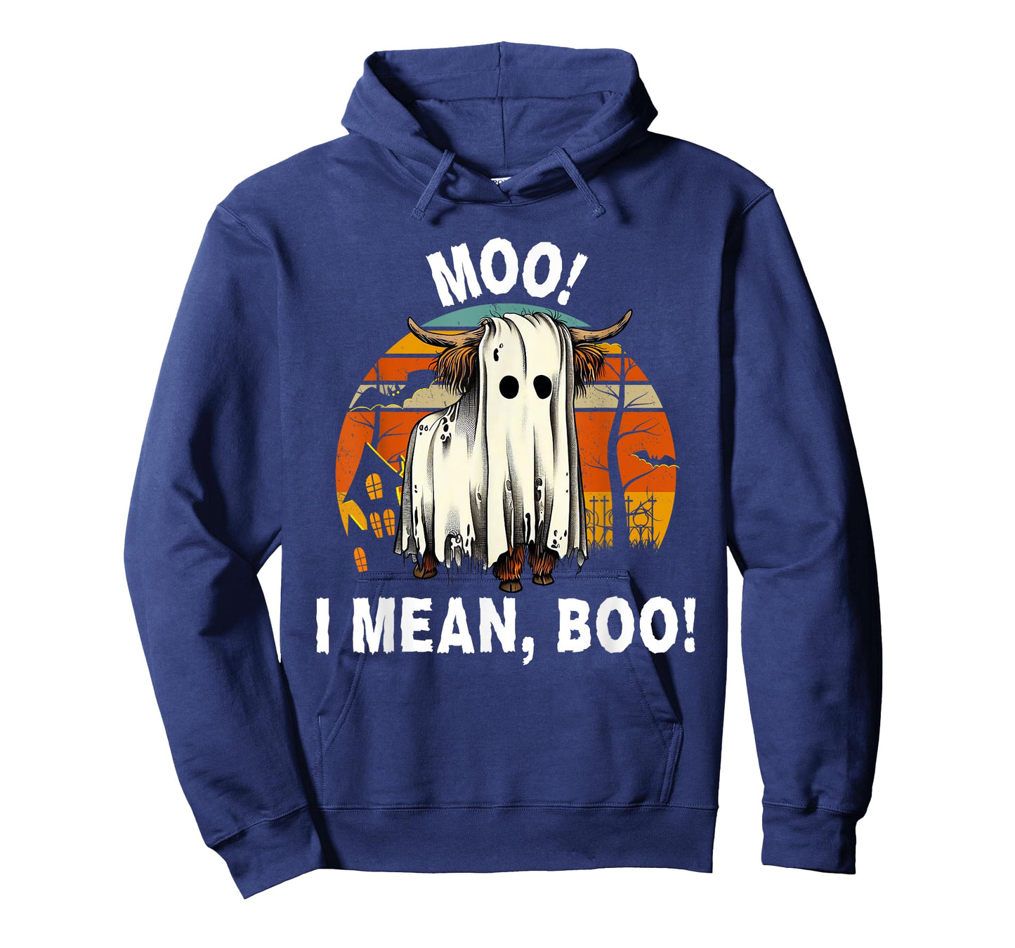 Funny Halloween Highland Cow, Cute Vintage Ghost Cow T-Shirt