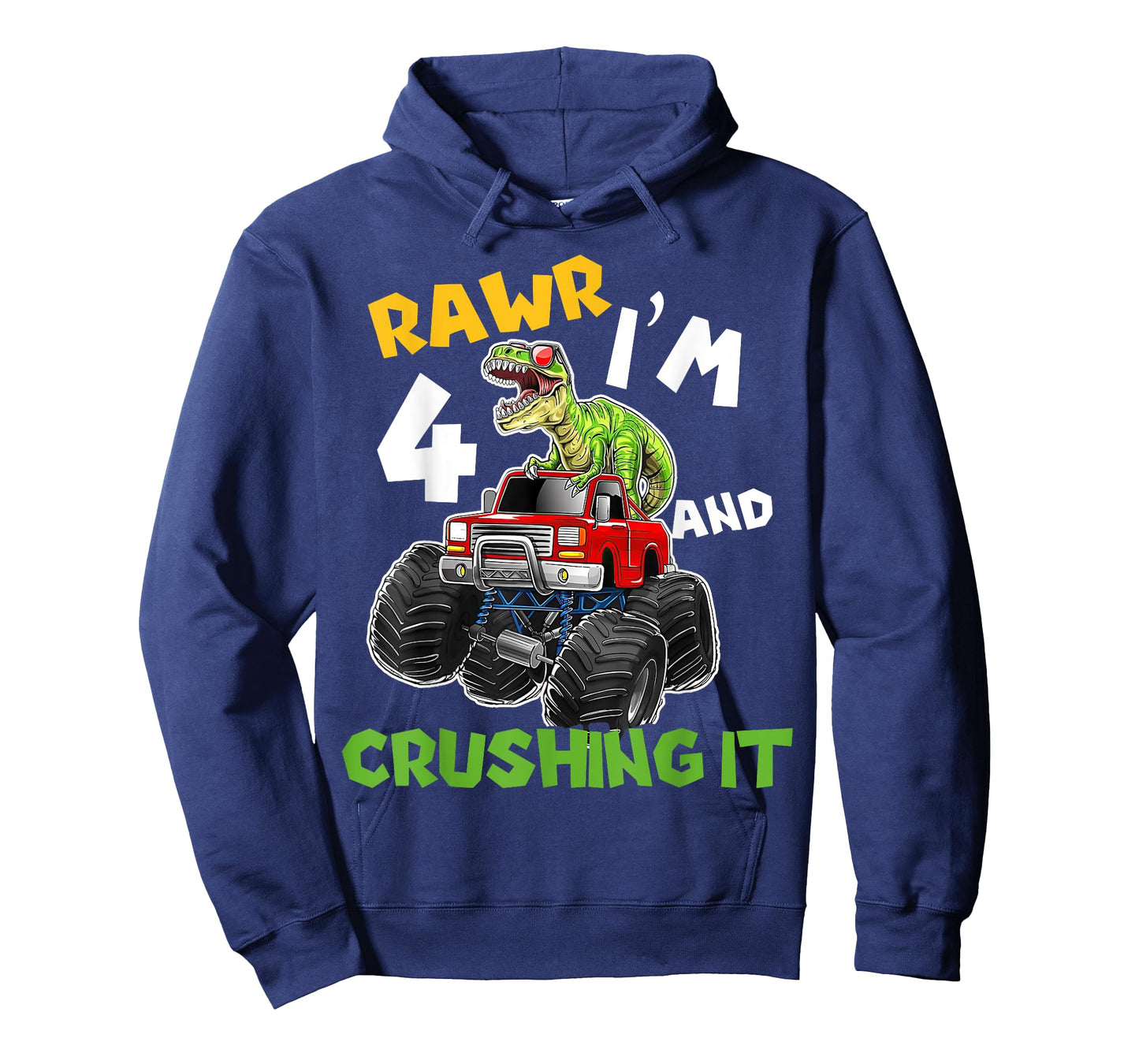 Rawr I’m 4 Crushing It Dinosaur 4th Birthday Monster Truck T-Shirt