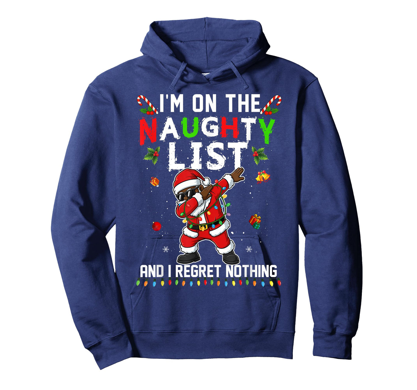 I'm On The Naughty List Christmas Santa Claus Black Dabbing T-Shirt