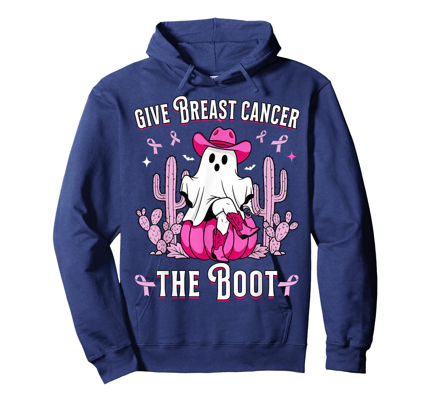 Give Breast Cancer The Boot Ghost Cowgirl Cancer Awareness T-Shirt