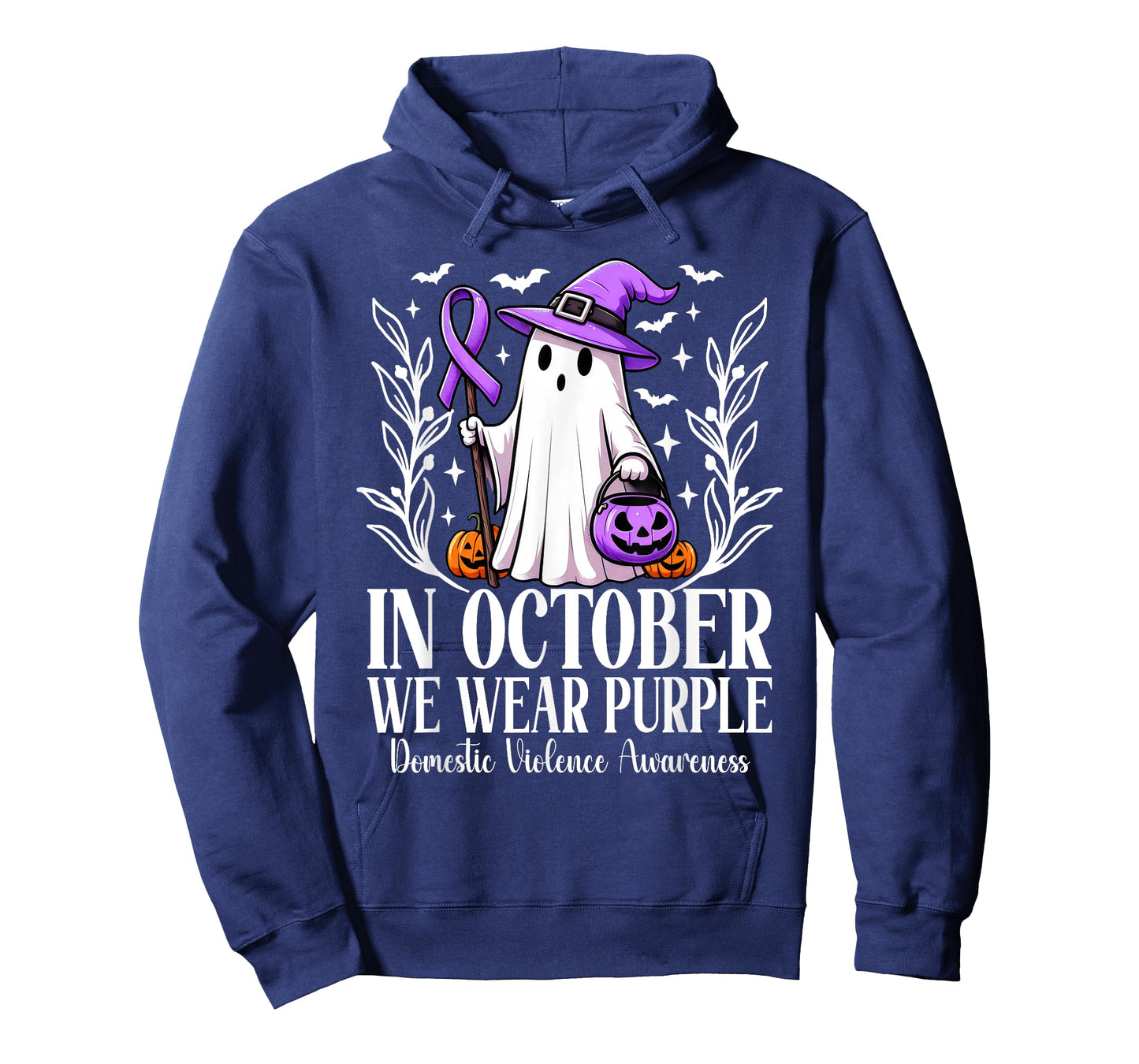 In October We Wear Purple Domestic Violence Ghost Halloween T-Shirt