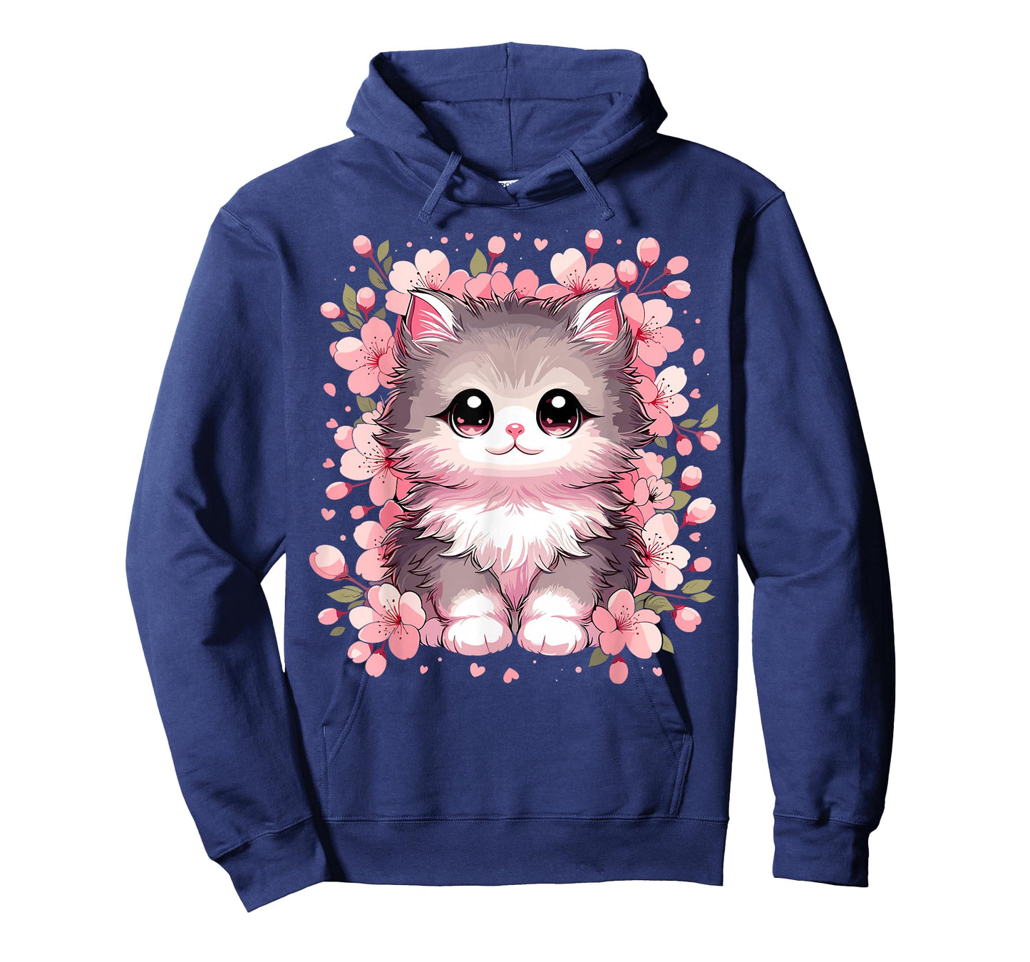 Cute Kawaii Cat With Cherry Blossoms Cat T-Shirt