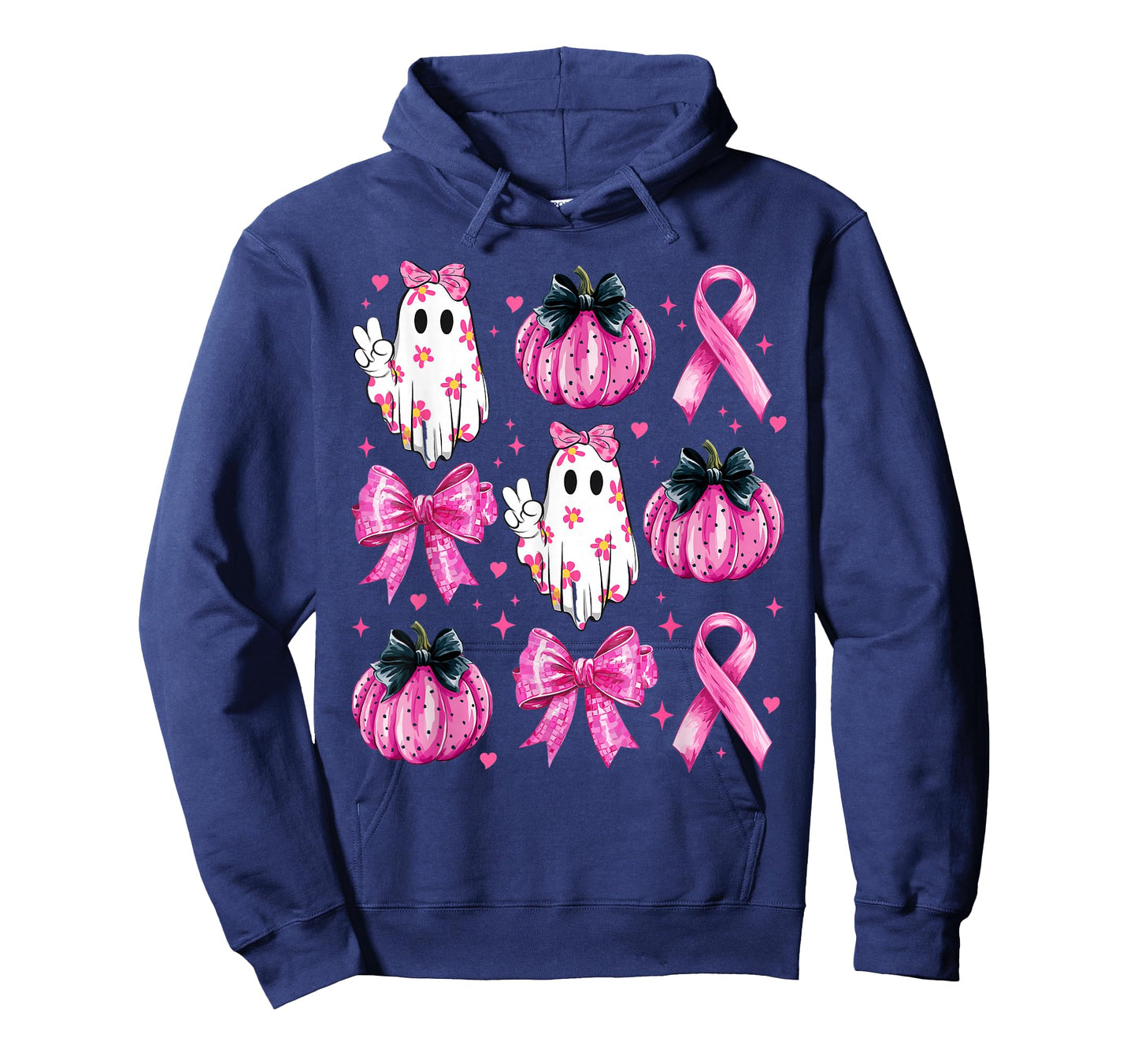 Retro Groovy Breast Cancer Ghost Coquette Halloween Pink Tee T-Shirt