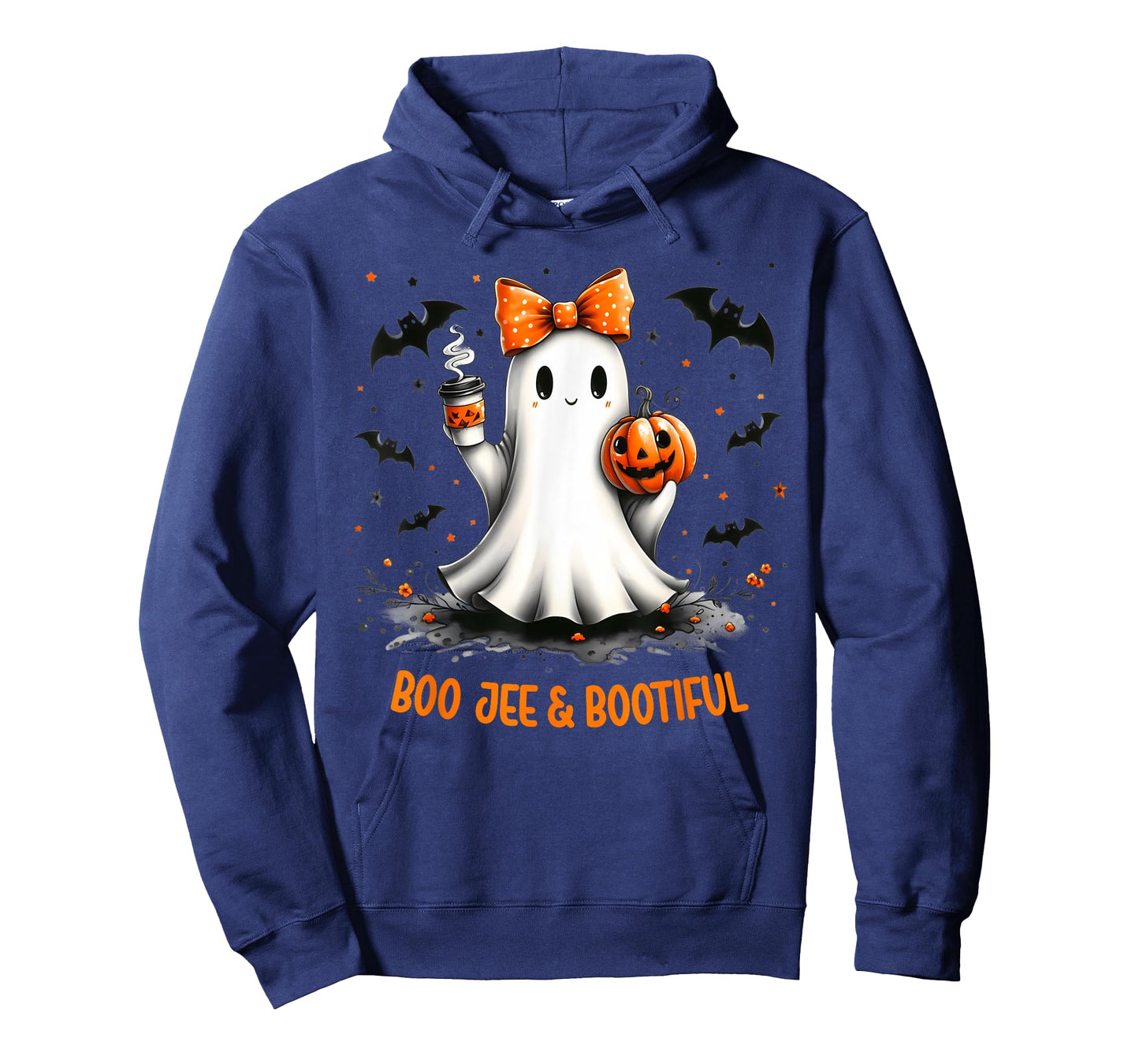 Boo Jee Ghost Drinking Coffee Coquette Bow Halloween Women T-Shirt