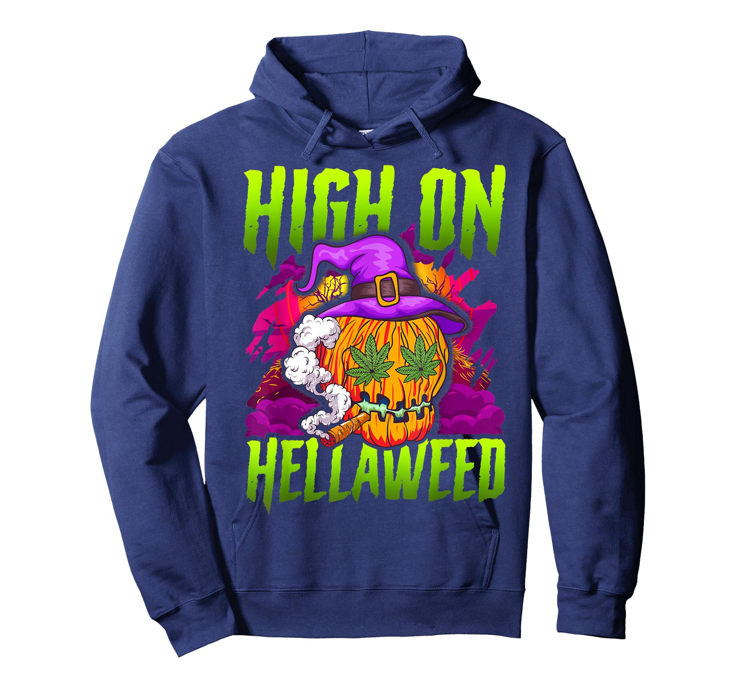 Halloween Pumpkin Stoner T-Shirt Weed Joint Smoking T-Shirt