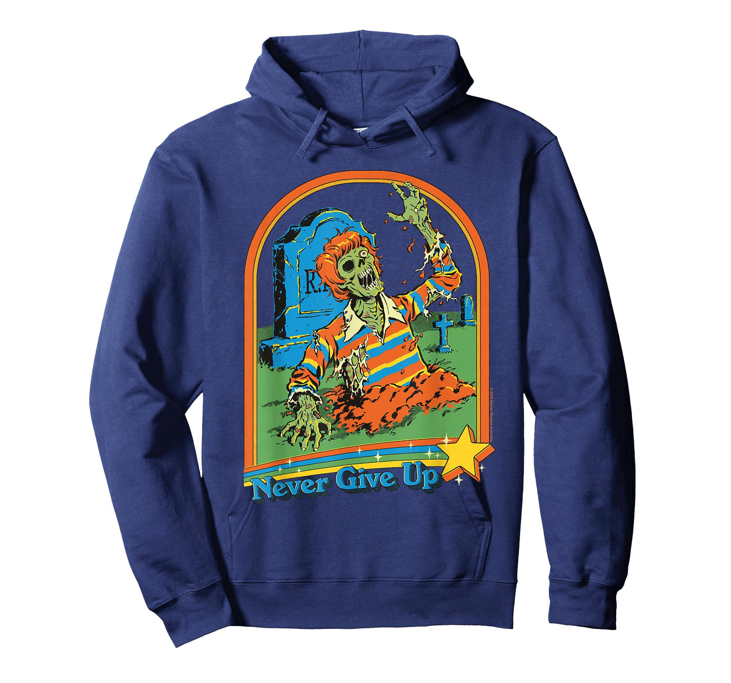 Never Give Up Zombie Sarcastic Retro Funny Adult Humor T-Shirt
