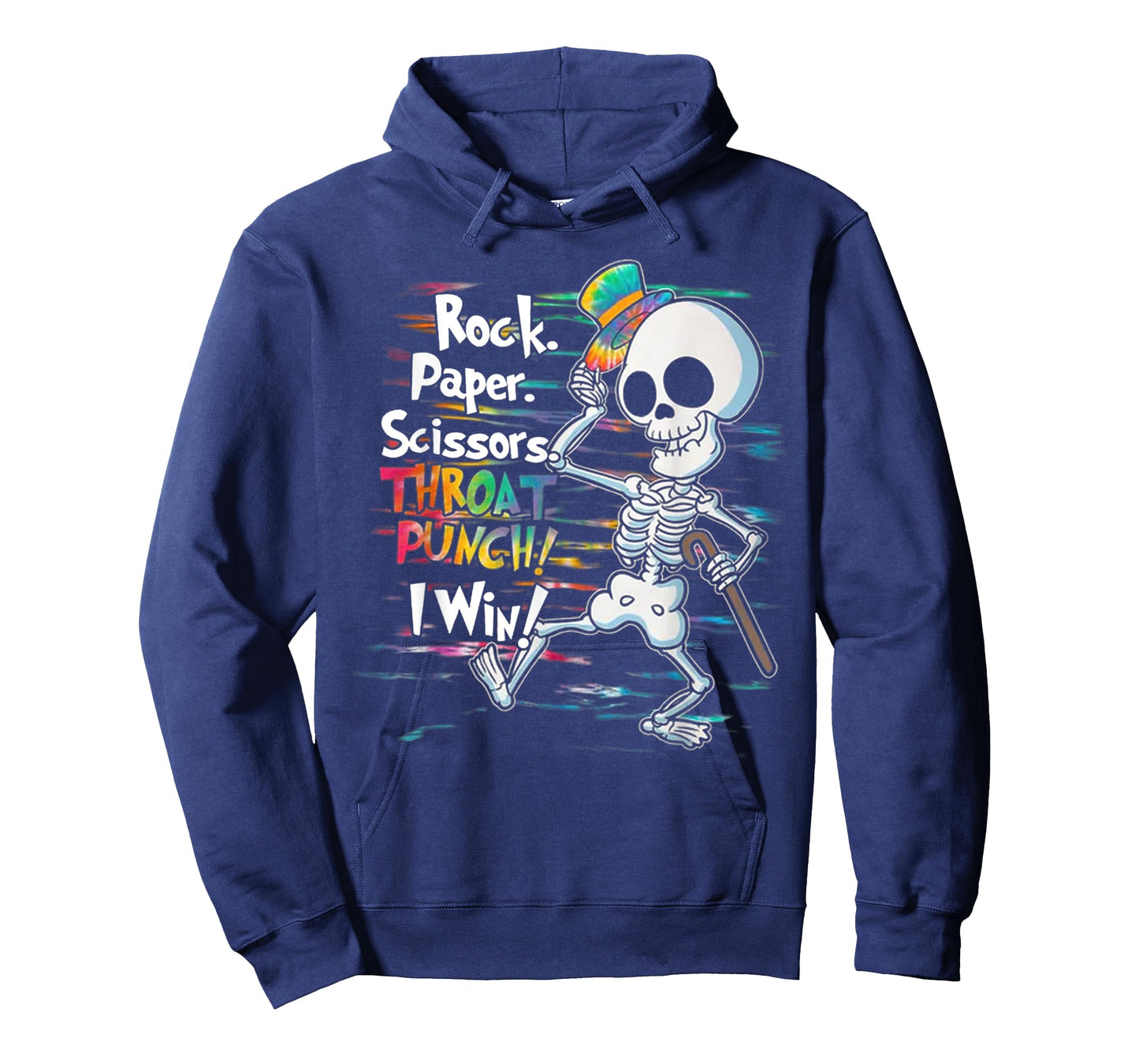 Rock Paper Scissors Throat Punch I Win Funny Skull Skeleton T-Shirt