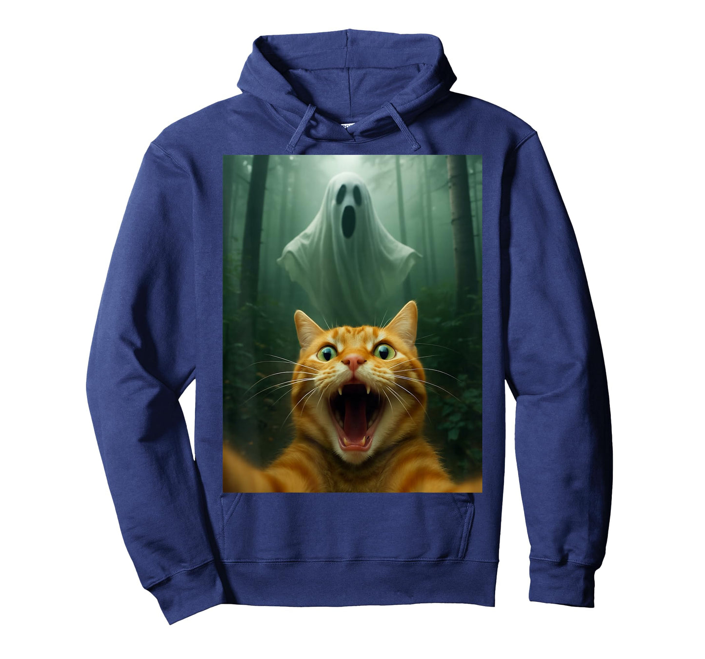 Scared Cat Selfie with Ghost | Funny Halloween Costume T-Shirt