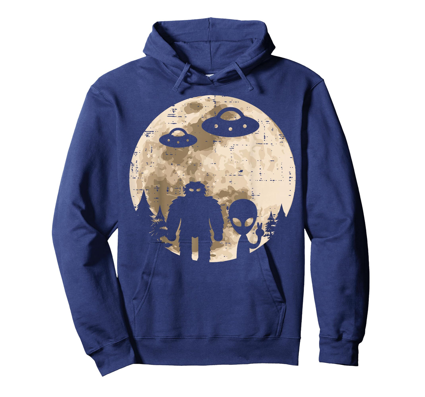 Alien UFO Bigfoot Moon Funny Sasquatch Yeti Men Women Kids T-Shirt