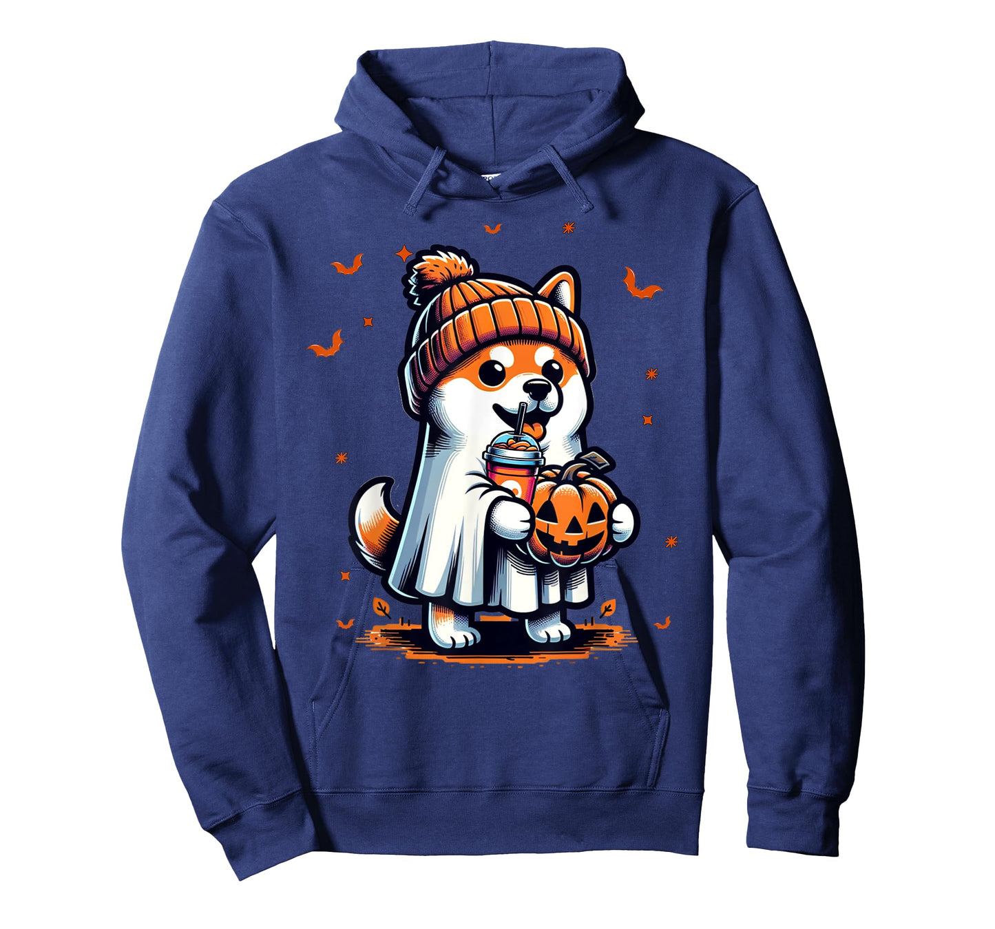 Ghost Shiba Inu Dog Pumpkin Drinks Beanie Fall Halloween T-Shirt for Men Women Kids