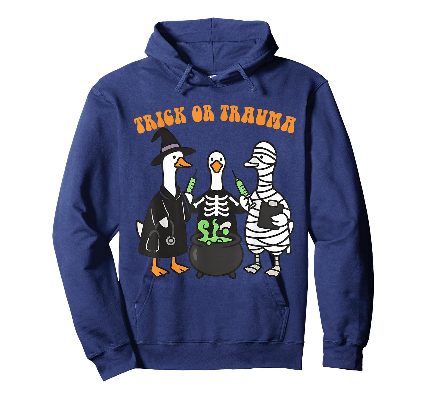 Trick Or Trauma Cute Ghost Nurse Therapy Halloween Goose T-Shirt