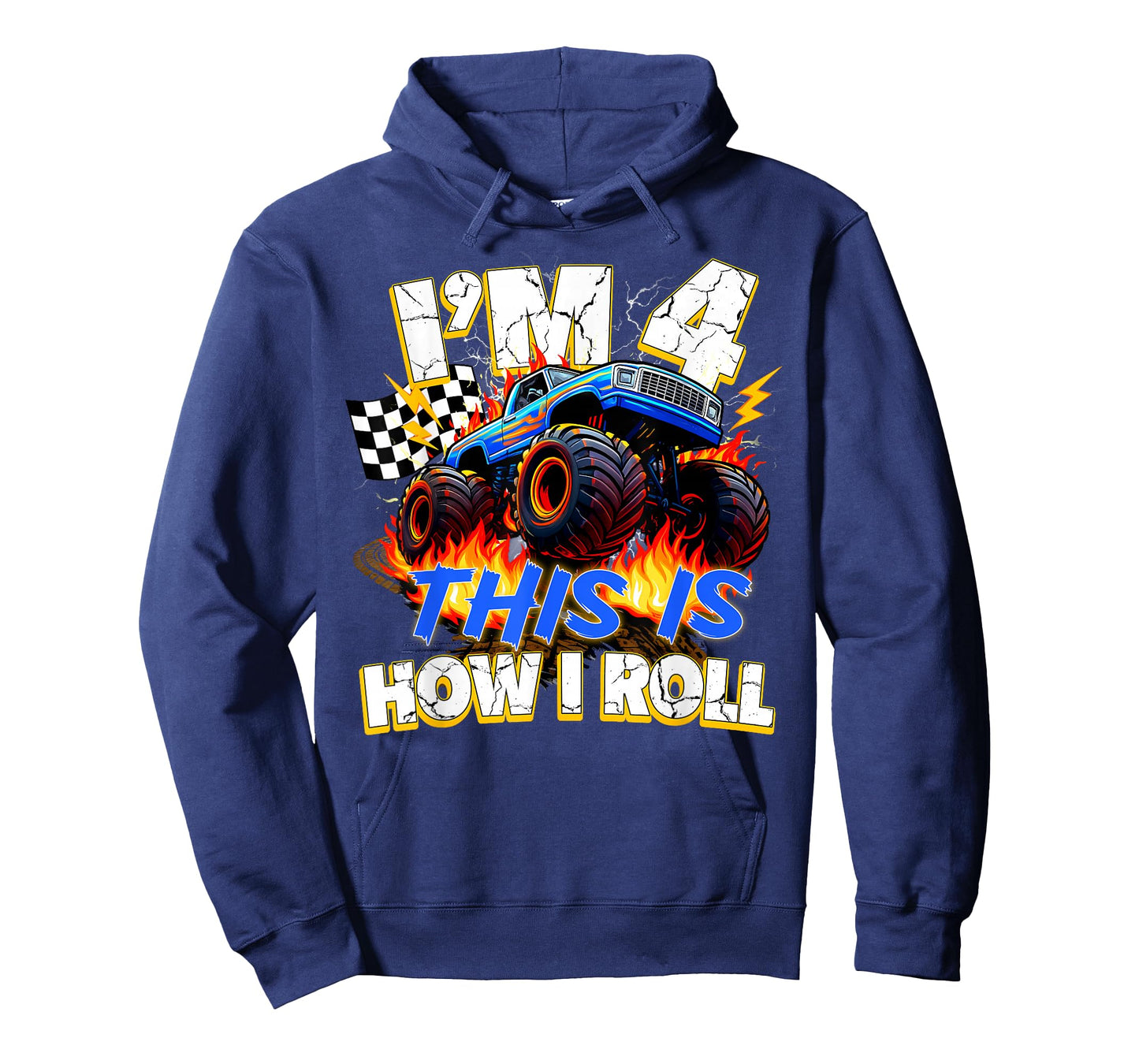 Funny 4 Year Old Birthday Boy Monster Truck 4th Bday Kids T-Shirt