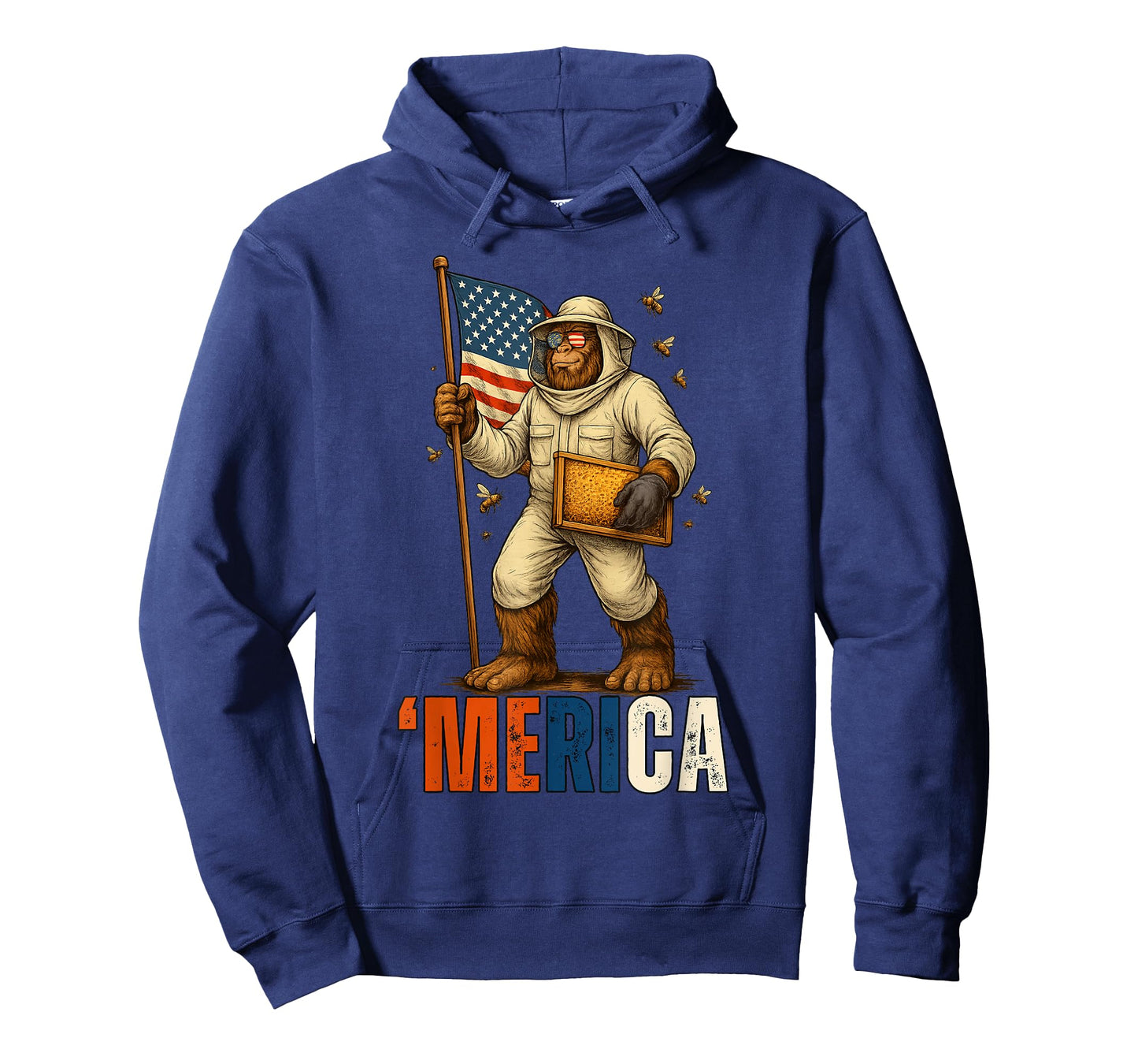 Labor Day Beekeeper Bigfoot Honey Worker American Flag USA T-Shirt