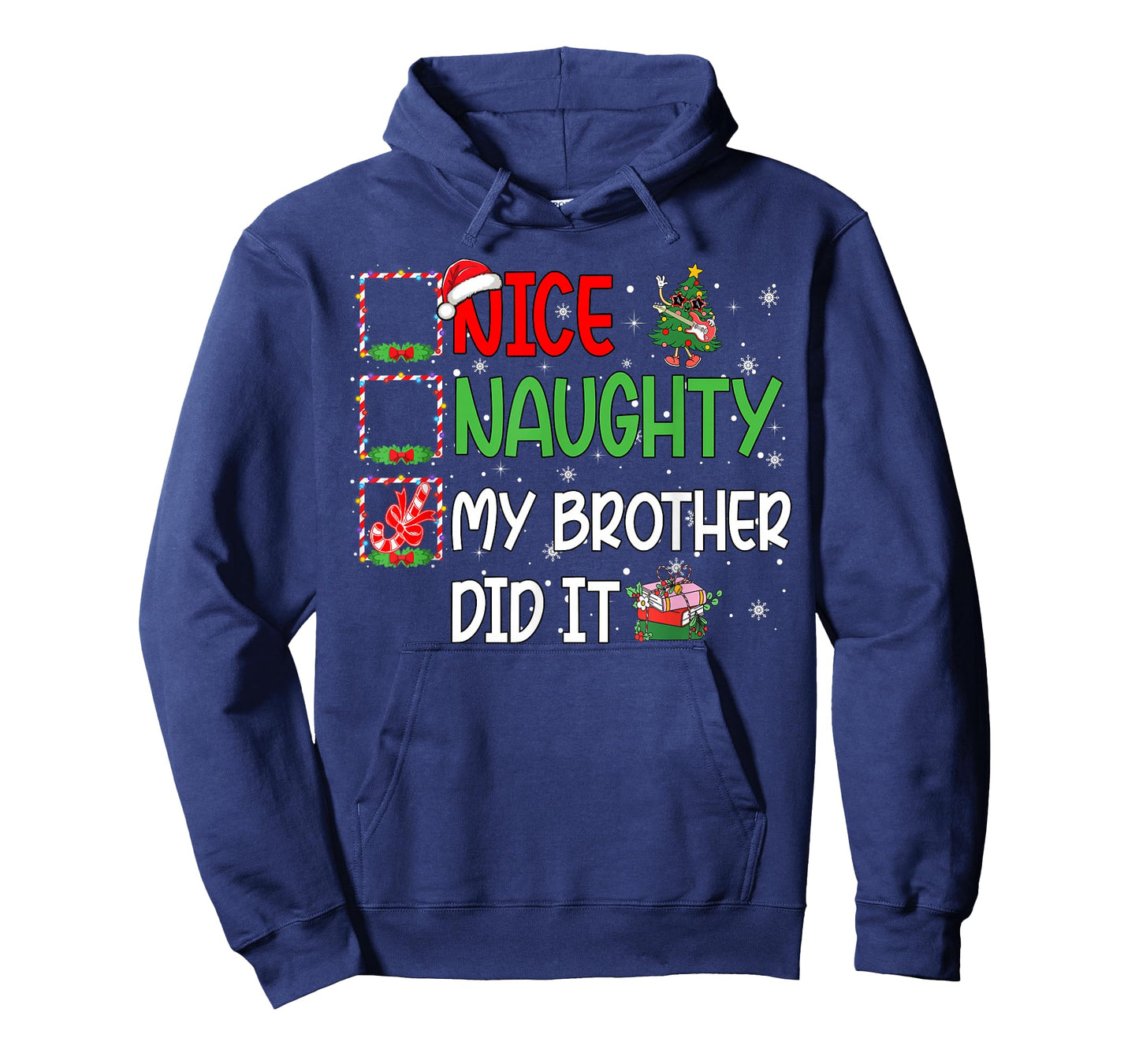 Nice Naughty Brother Did It Xmas Family Boys Girls Christmas T-Shirt