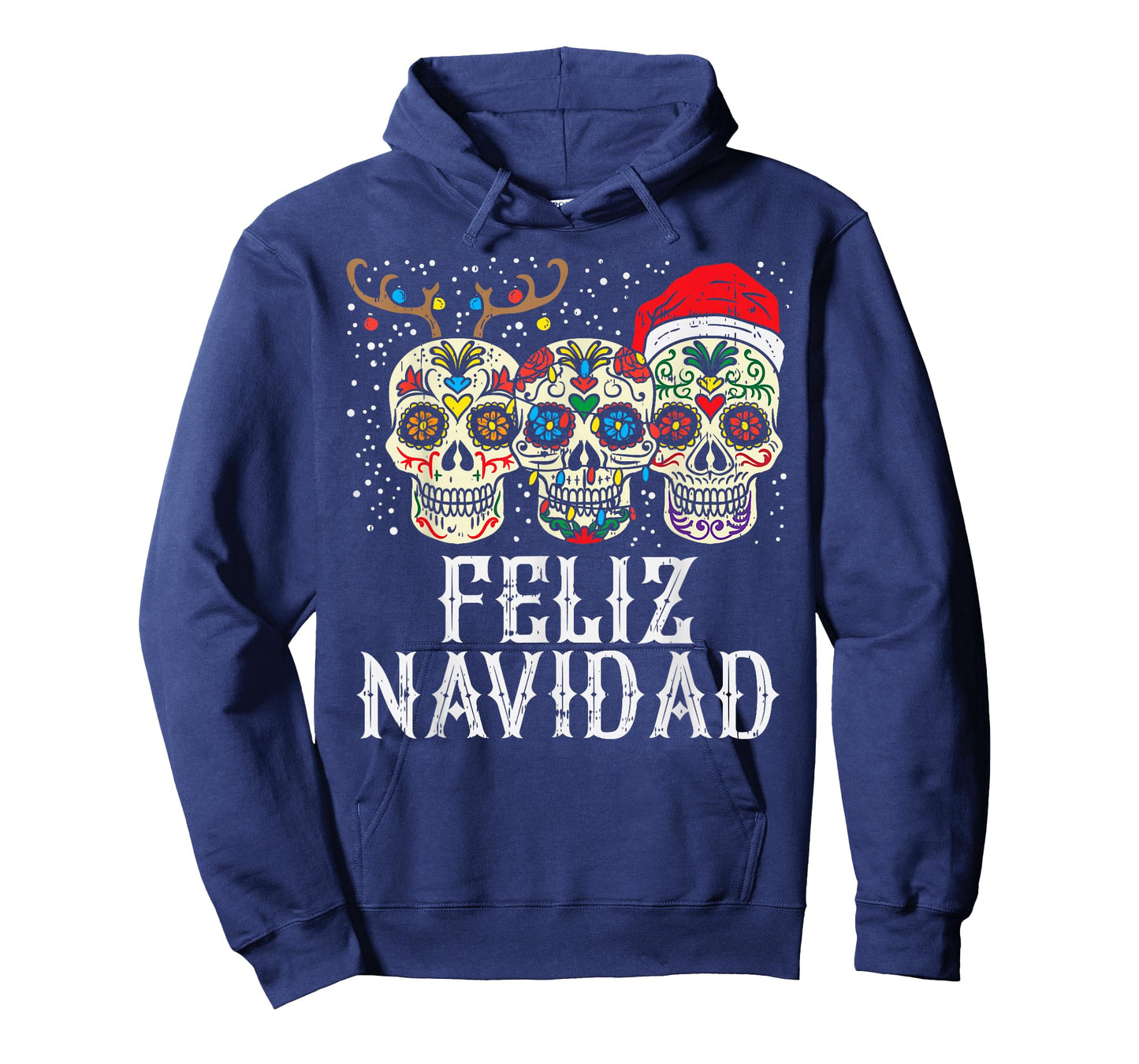 Feliz Navidad Sugar Skulls Reindeer Santa Mexican Christmas T-Shirt