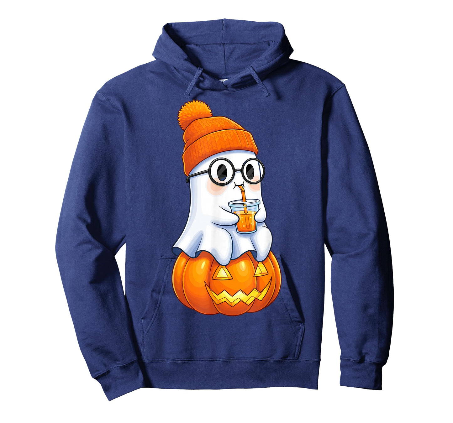 Ghost with Bubble Tea and Pumpkin Halloween T-Shirt
