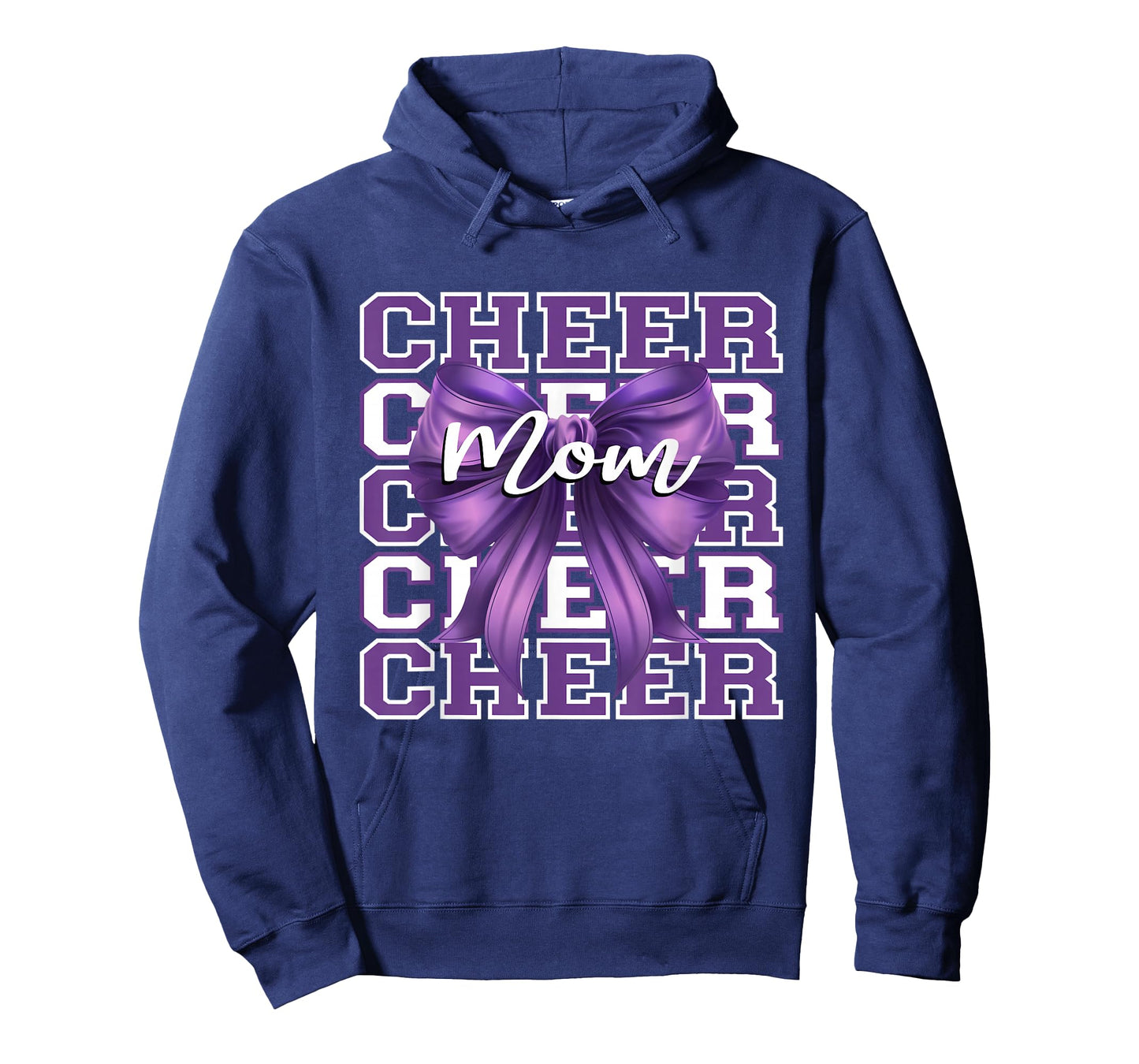 Football Cheer Mom Game Day Purple Bow Cheerleading T-Shirt