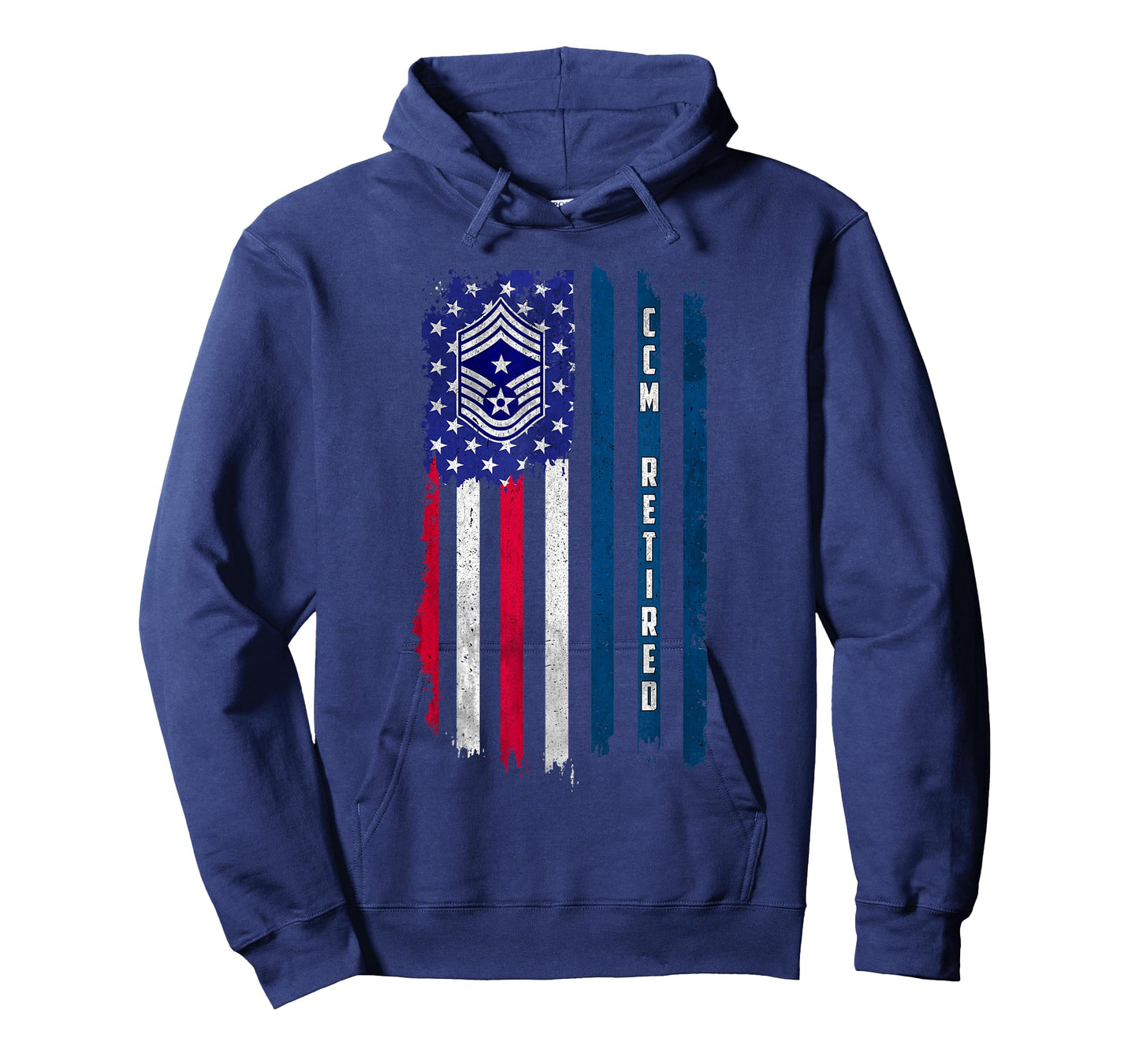 Retired E-9 Command Chief Master Sergeant Rank American Flag T-Shirt