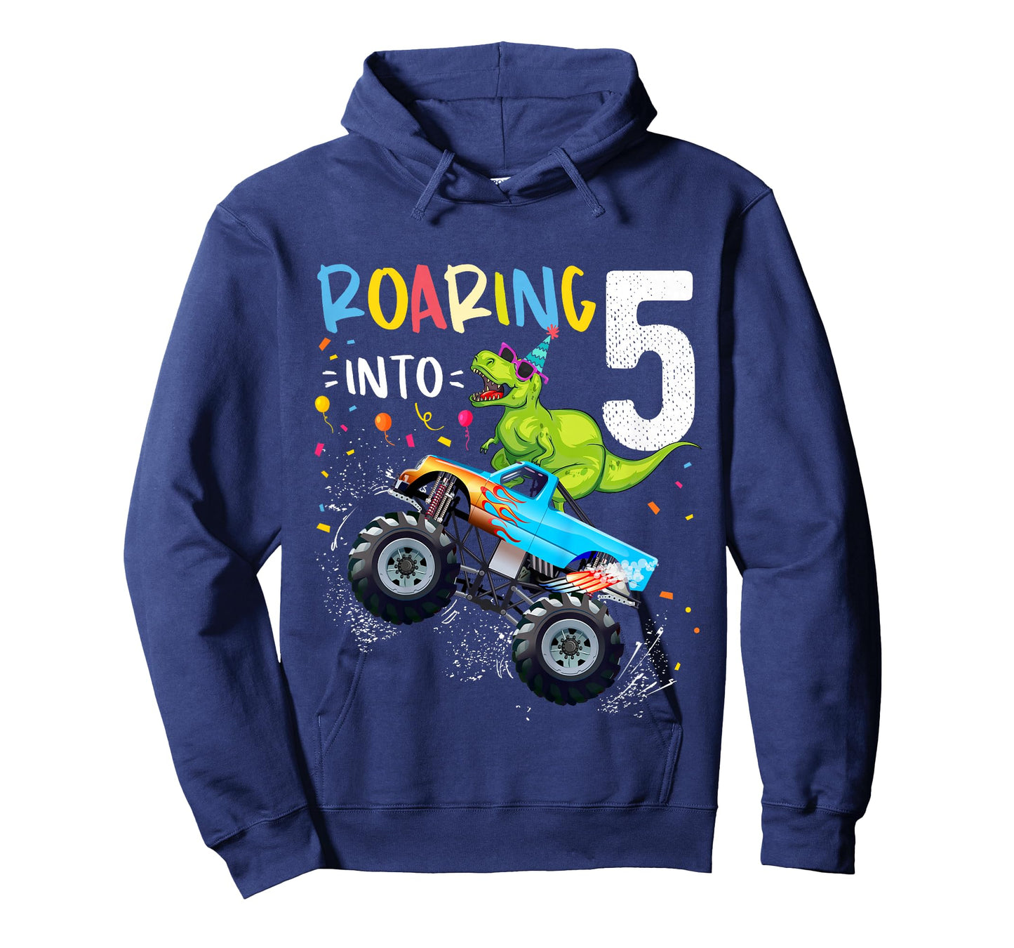 5th Birthday T Rex Dinosaur Monster Truck Boys and Girls T-Shirt