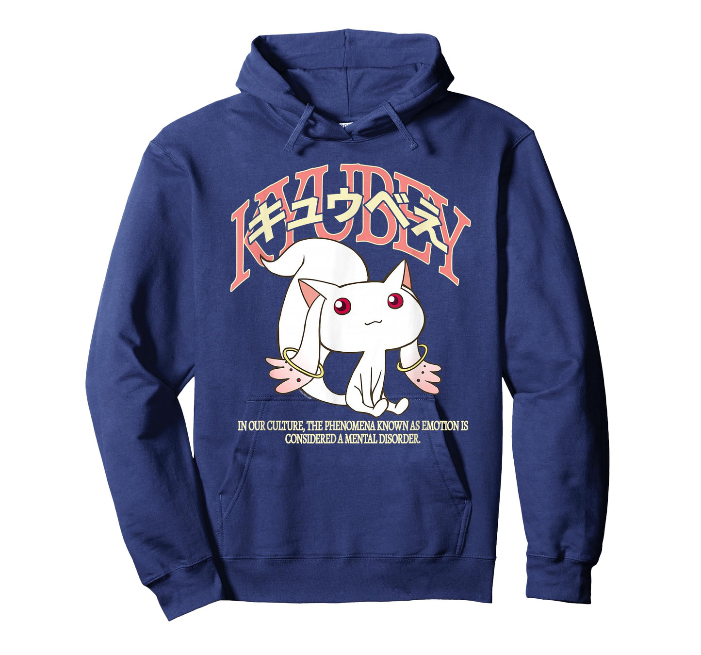 Madoka Magica Kyubey Varsity Style with Kanji Anime T-Shirt