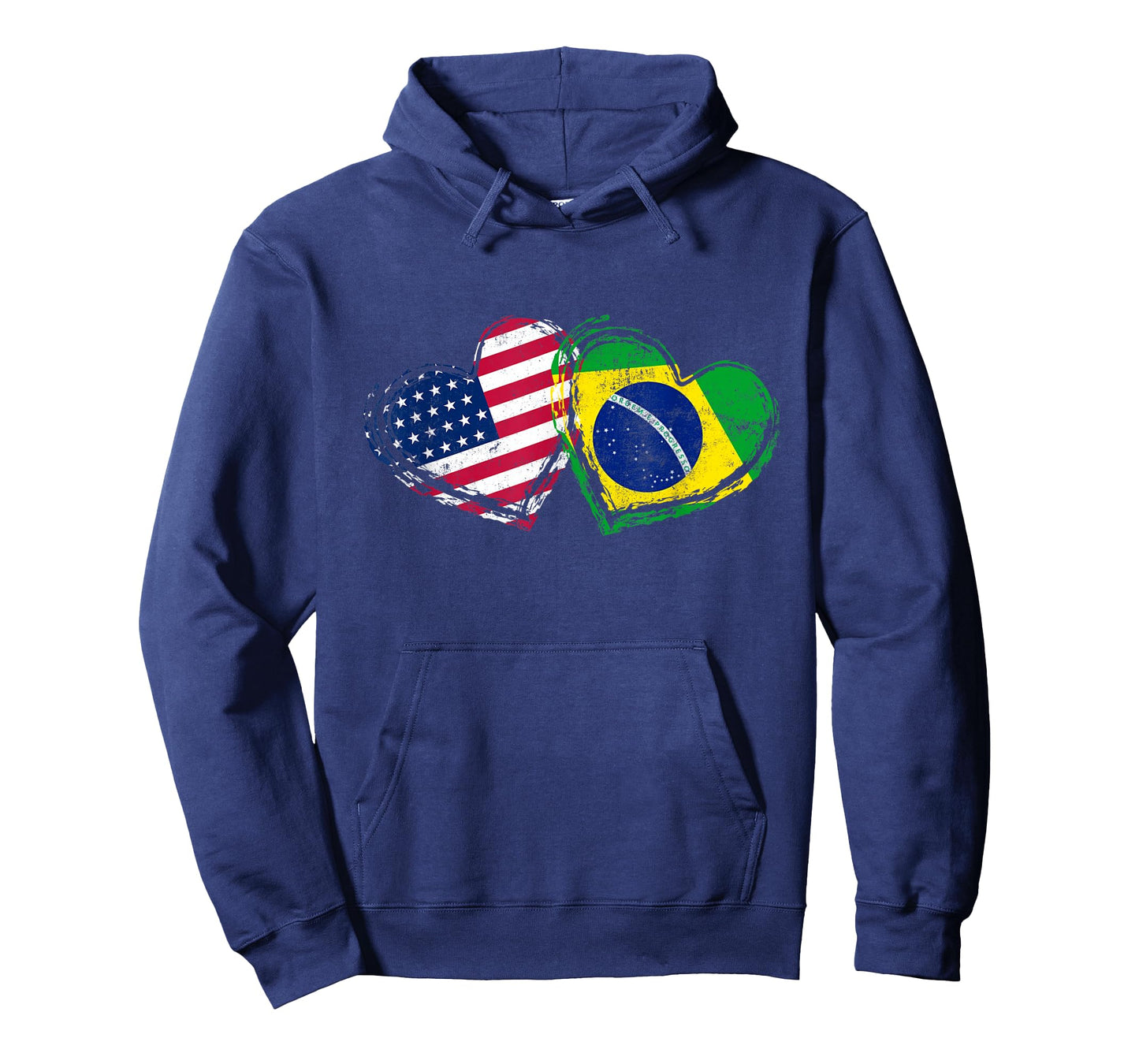 Brazil American Flag Heart T-Shirt Brazilian American Love T-Shirt