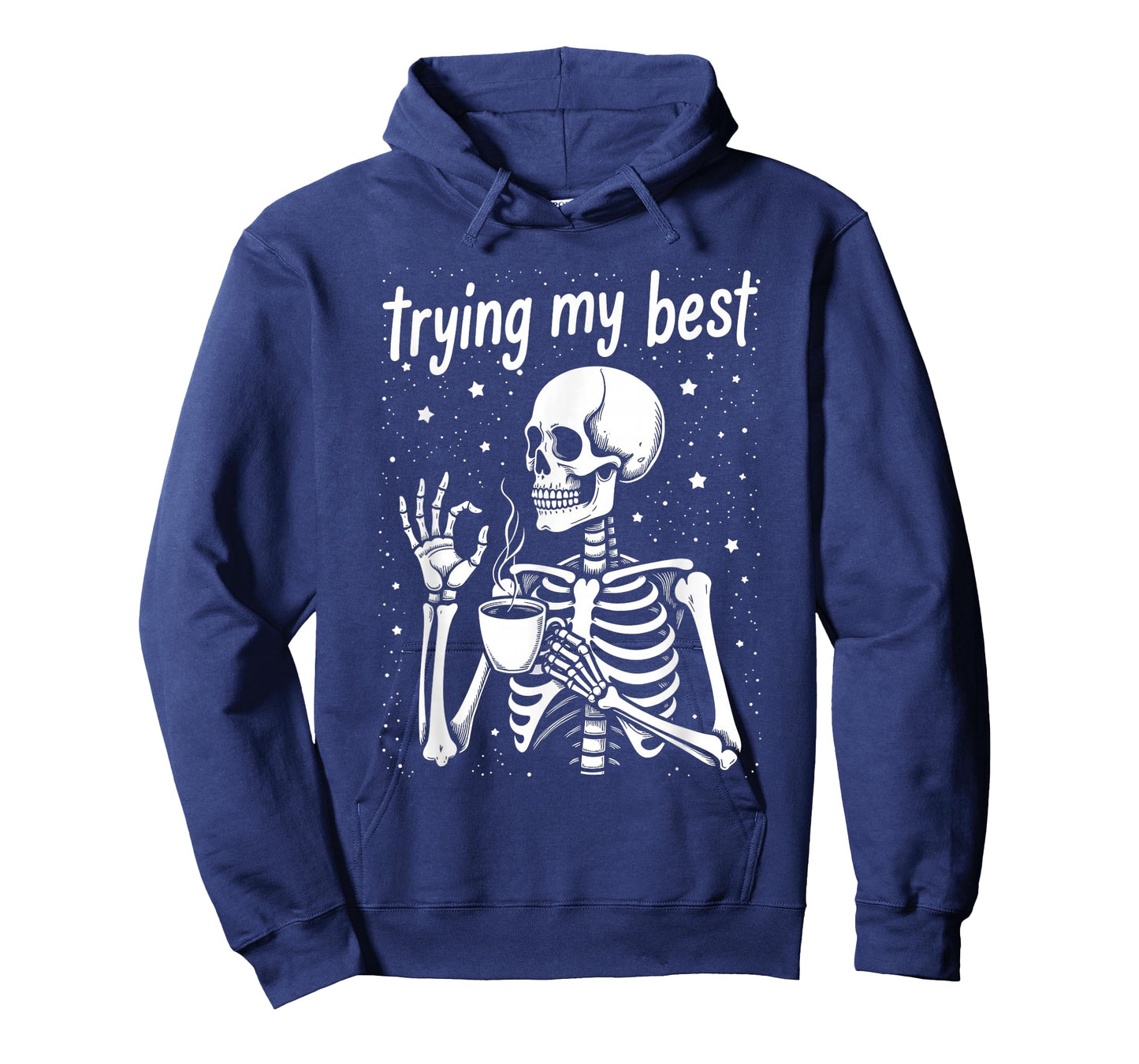 Trying My Best Funny Skeleton Drinking Coffee Halloween T-Shirt