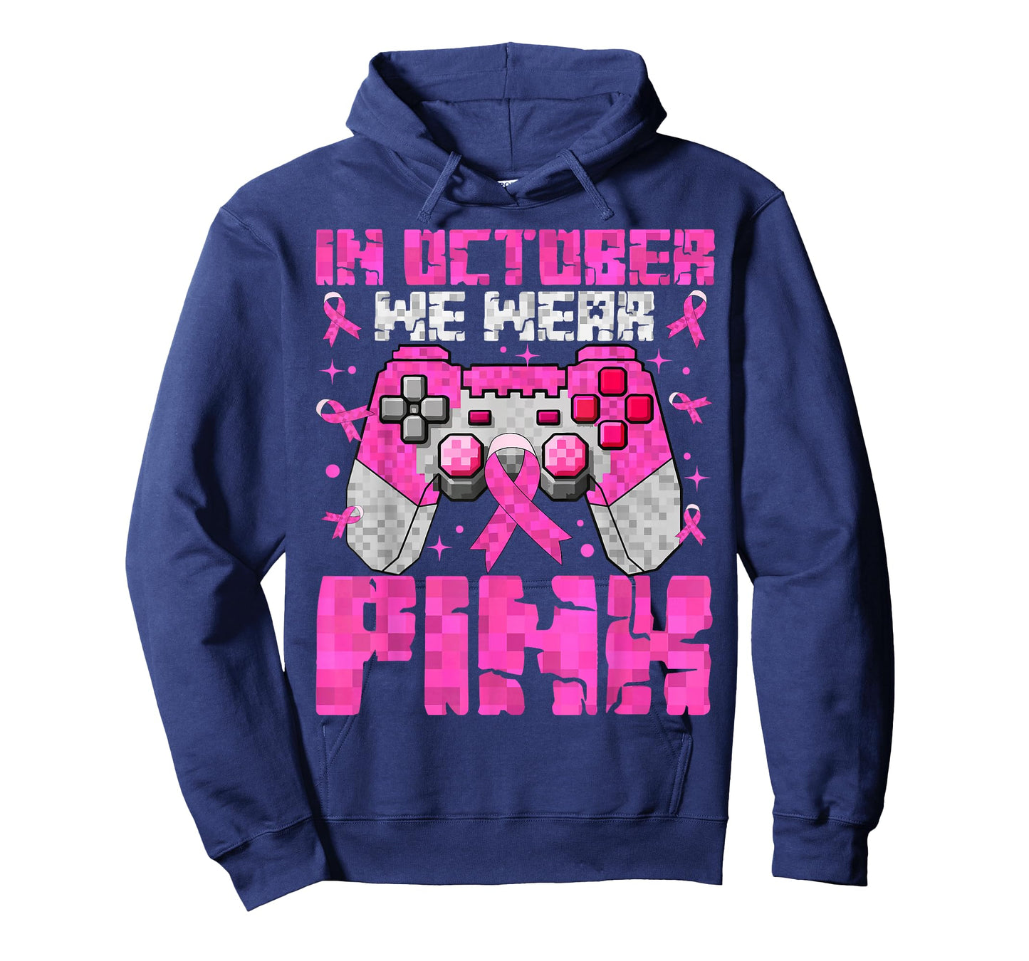 in October We Wear Pink Breast Cancer Pixel Game Kid Boy Men T-Shirt