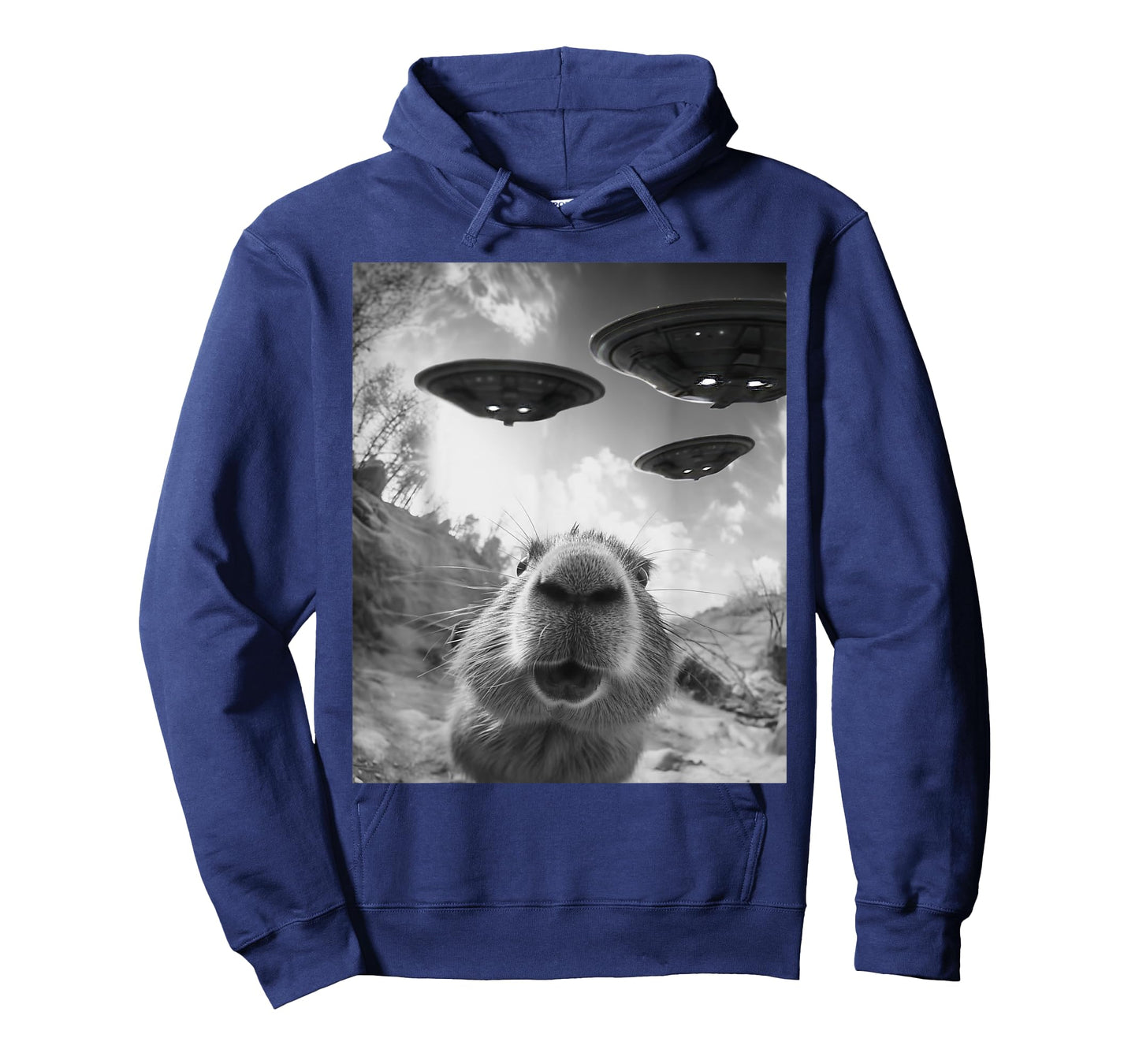 Funny Capybara Selfie with UFOs Weird Graphic Tee Alien UFO T-Shirt