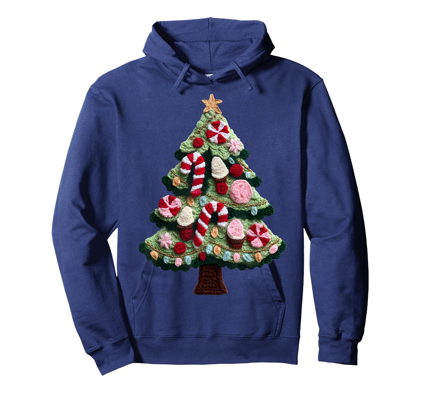 Crochet Candy Christmas Tree Funny Holiday Ugly Sweater Tee T-Shirt