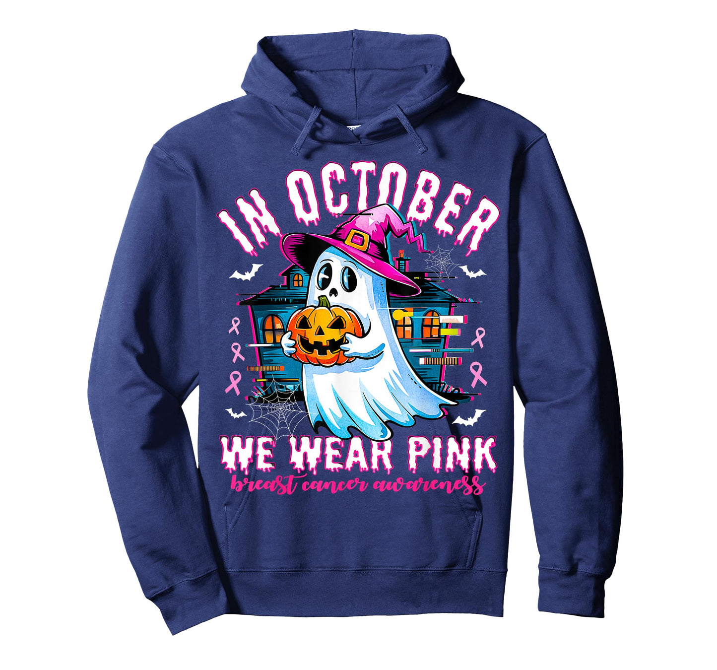 In October we Wear Pink With Ghost Breast Cancer Awareness T-Shirt