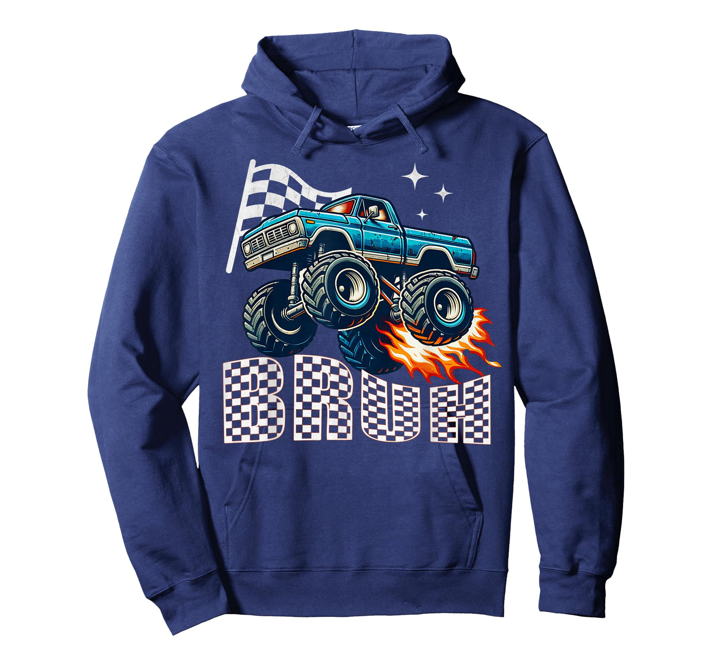 Checkered Bruh Monster Truck Boys Birthday Party Kids Funny T-Shirt