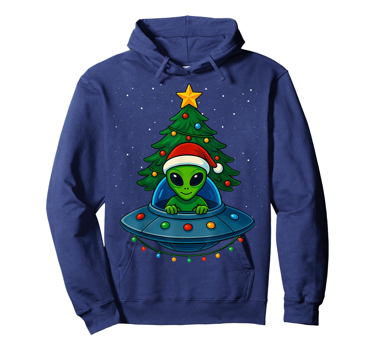 Alien Christmas Tree Xmas Lights Funny Holiday Men Boys T-Shirt