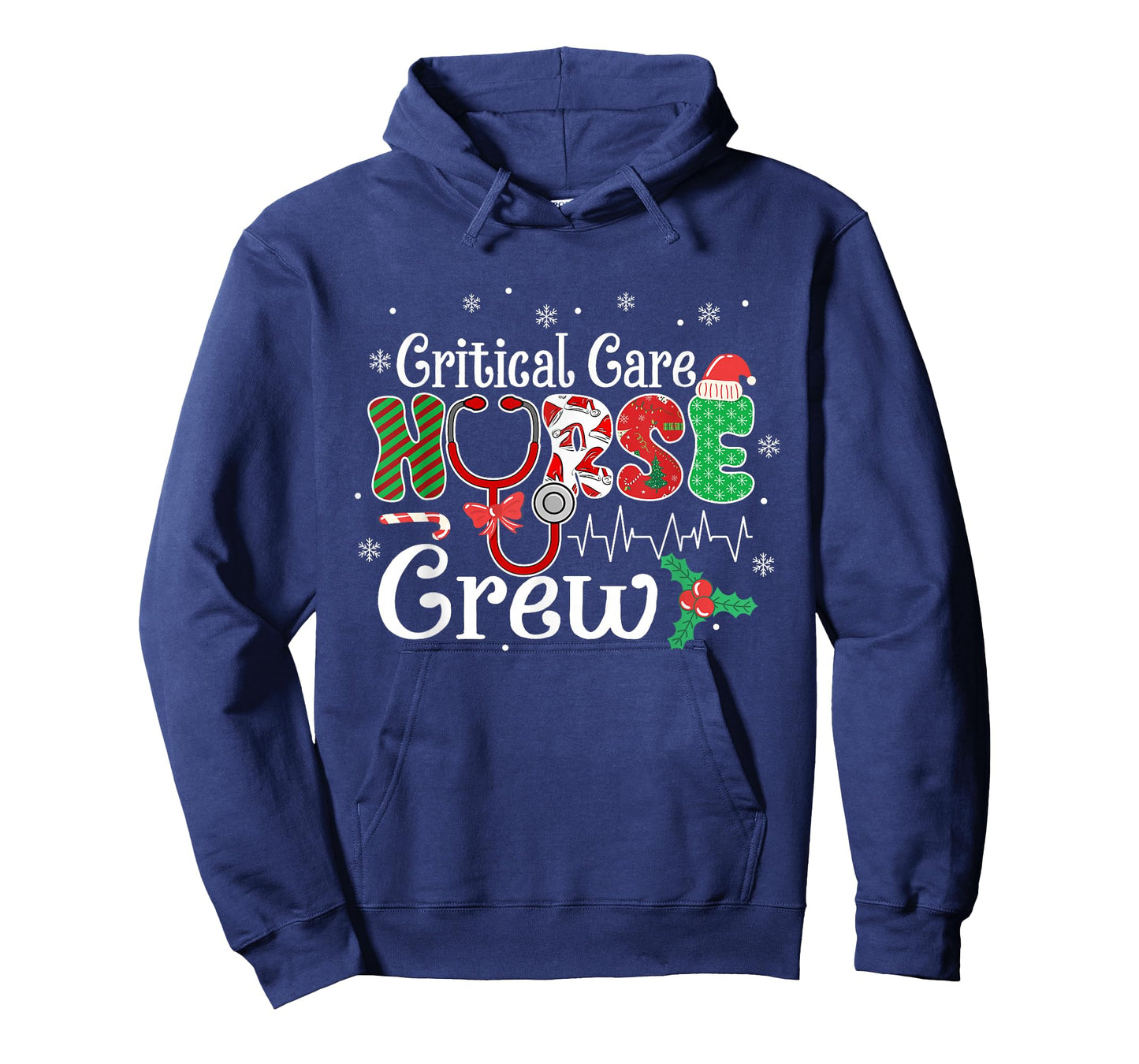 Critical Care Nurse Crew Stethoscope Santa Hat Christmas T-Shirt