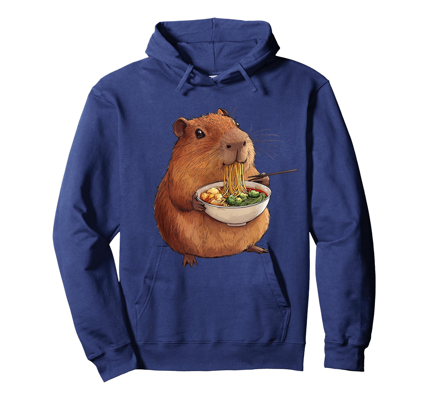 Capybara Designs. Kawaii Capybara Eating Ramen Noodles Anime Japanese Unisex-Adults and Kids T-Shirt - Black - Small - Short Sleeve