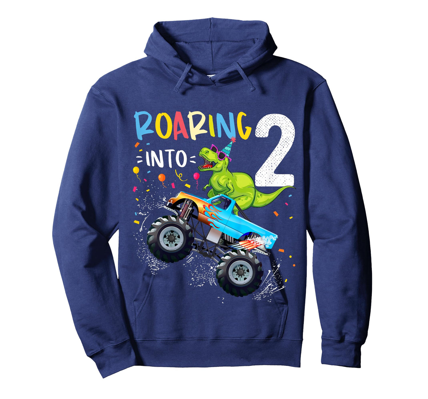 2nd Birthday T Rex Dinosaur Monster Truck Boys and Girls T-Shirt