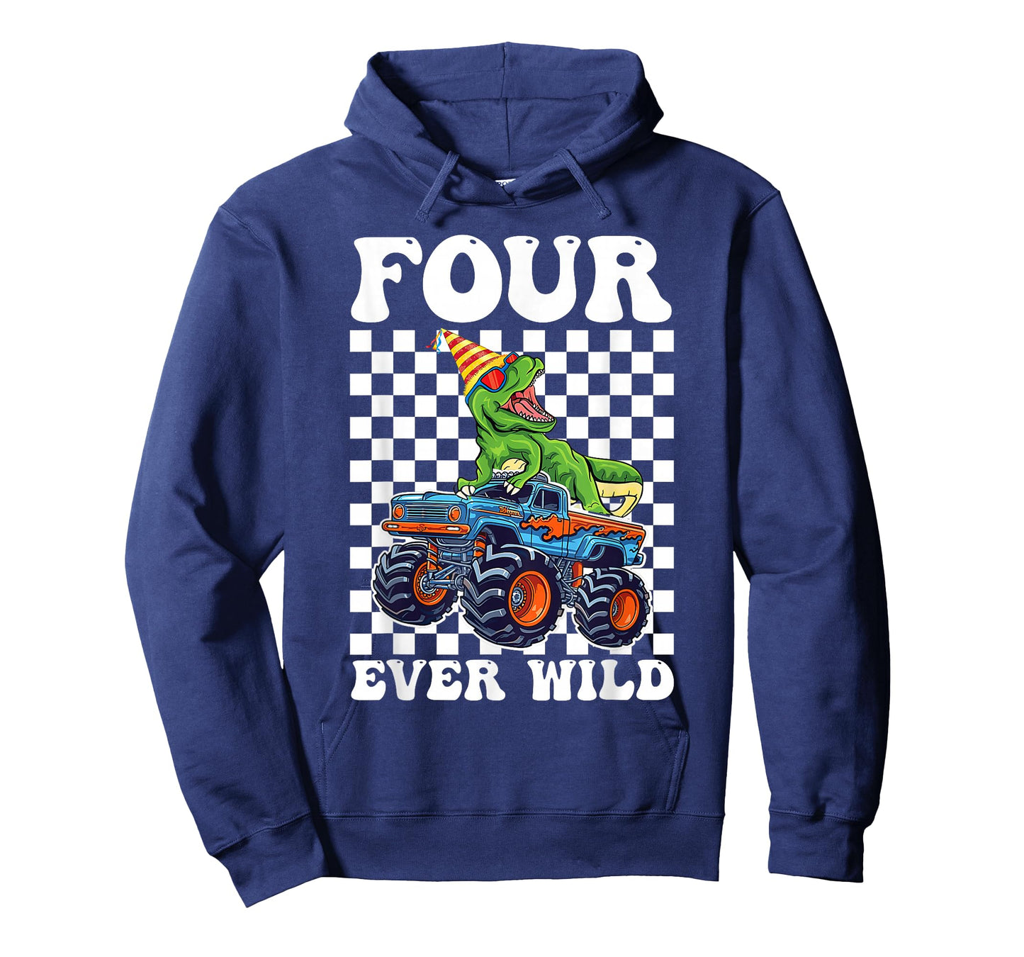 Kids Four Ever Wild Dinosaur Monster Truck 4th Birthday Boy T-Shirt