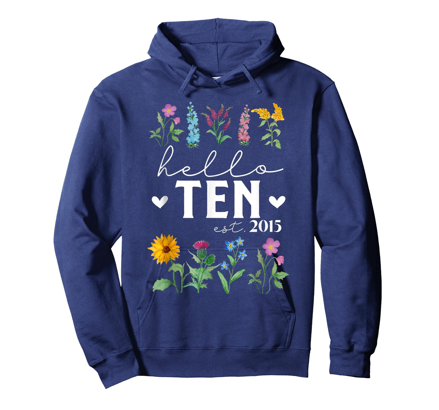 Hello Ten Est 2015 Wildflower 10th Birthday for Girls T-Shirt