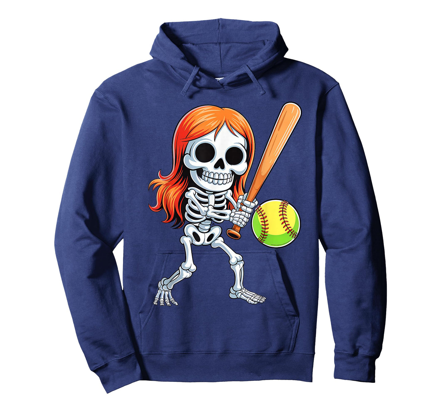 Skeleton Playing Softball Halloween Costume Funny Girls Kids T-Shirt