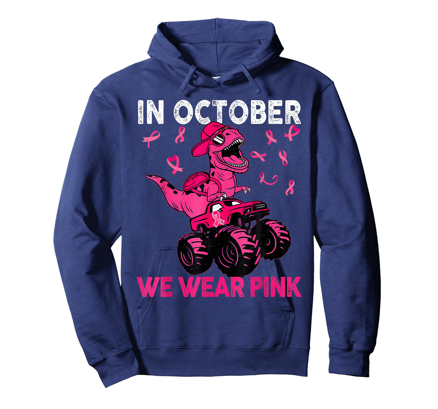 in October We Wear Pink Breast Cancer Trex Dino Kids Toddler T-Shirt