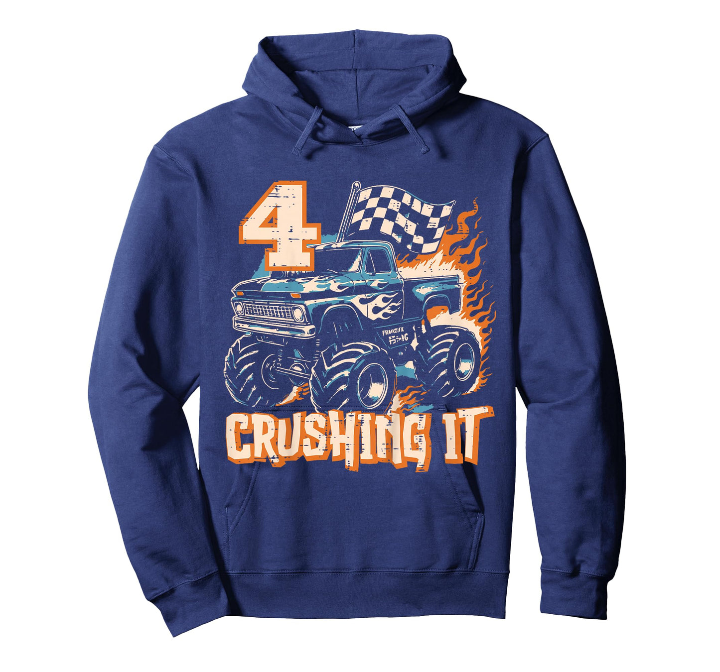 Kids 4 Crushing It Monster Truck Cool 4th Birthday Bday Boys Kids T-Shirt